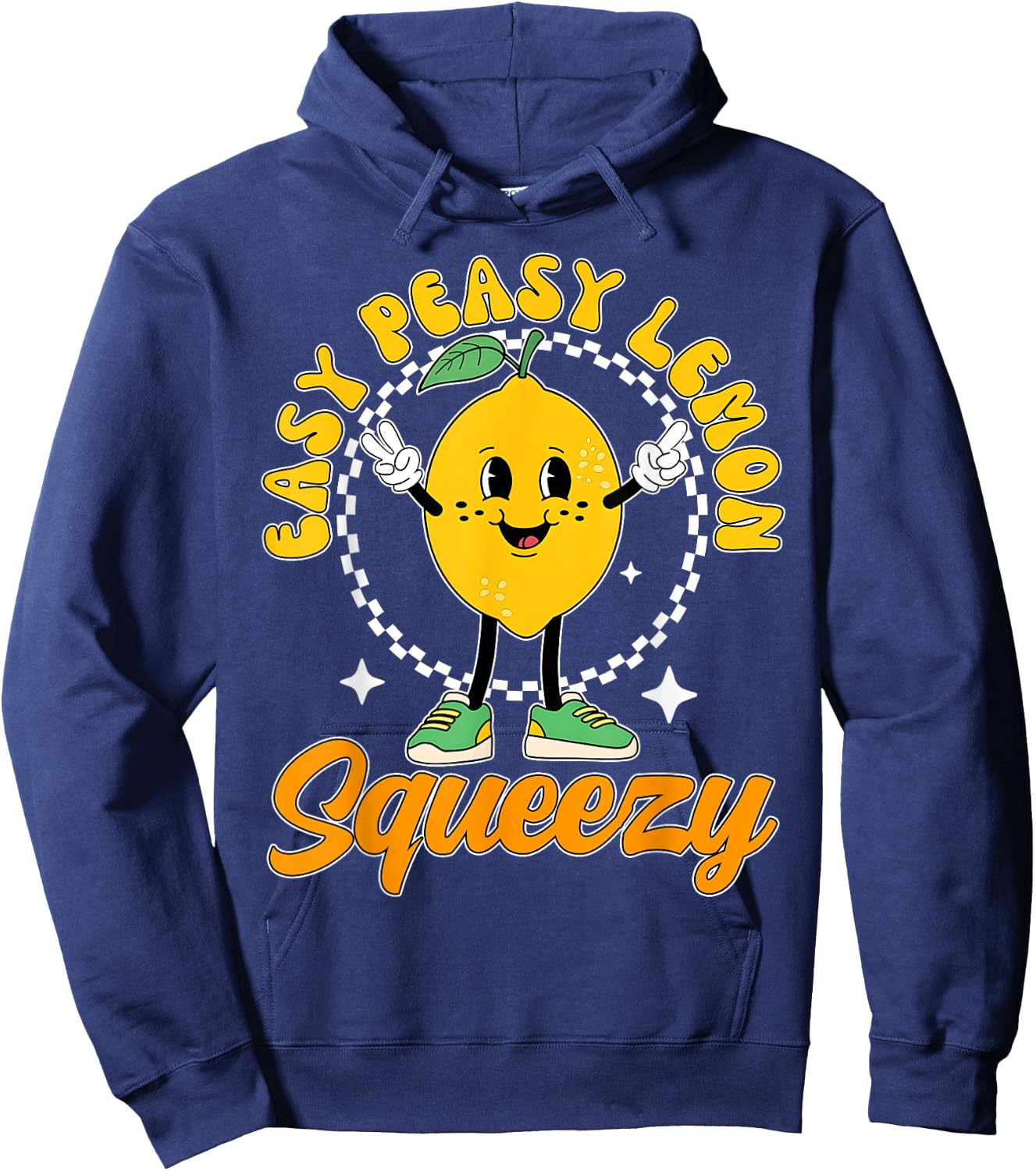Retro Groovy Easy Peasy Lemon Squeezy Hello Summer Vacation Hoodie - Hoodie | Navy