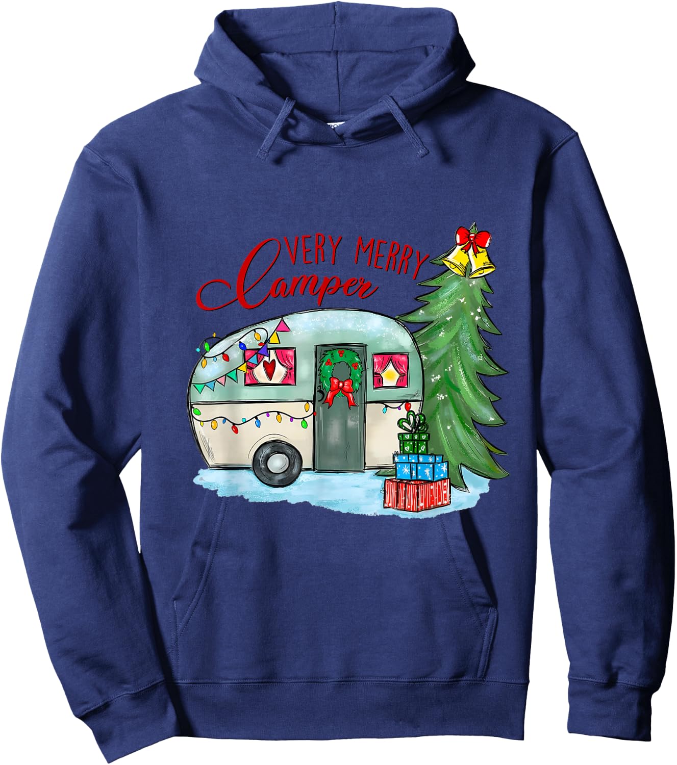 Very Merry Camper Christmas Santa Camper Camping Truck Xmas Hoodie - Hoodie | Navy