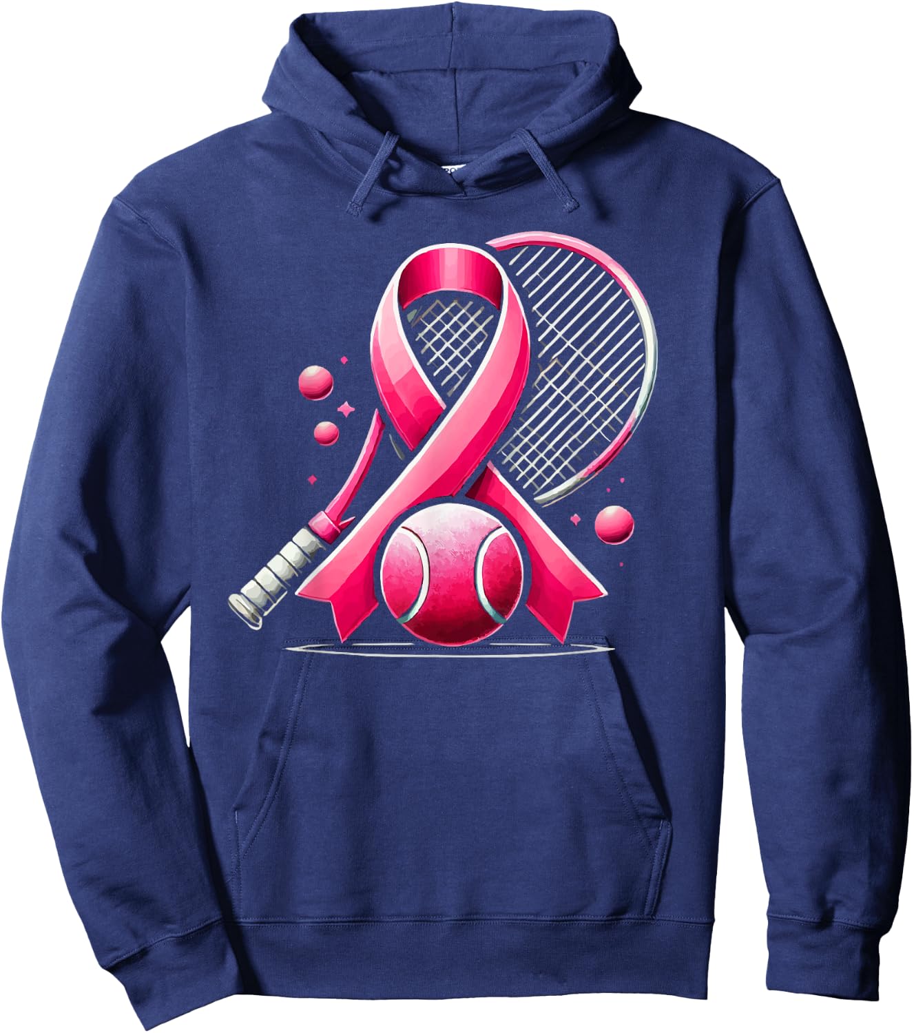 Tennis Breast Cancer Awareness Month Pink Ribbon Hoodie - Hoodie | Navy