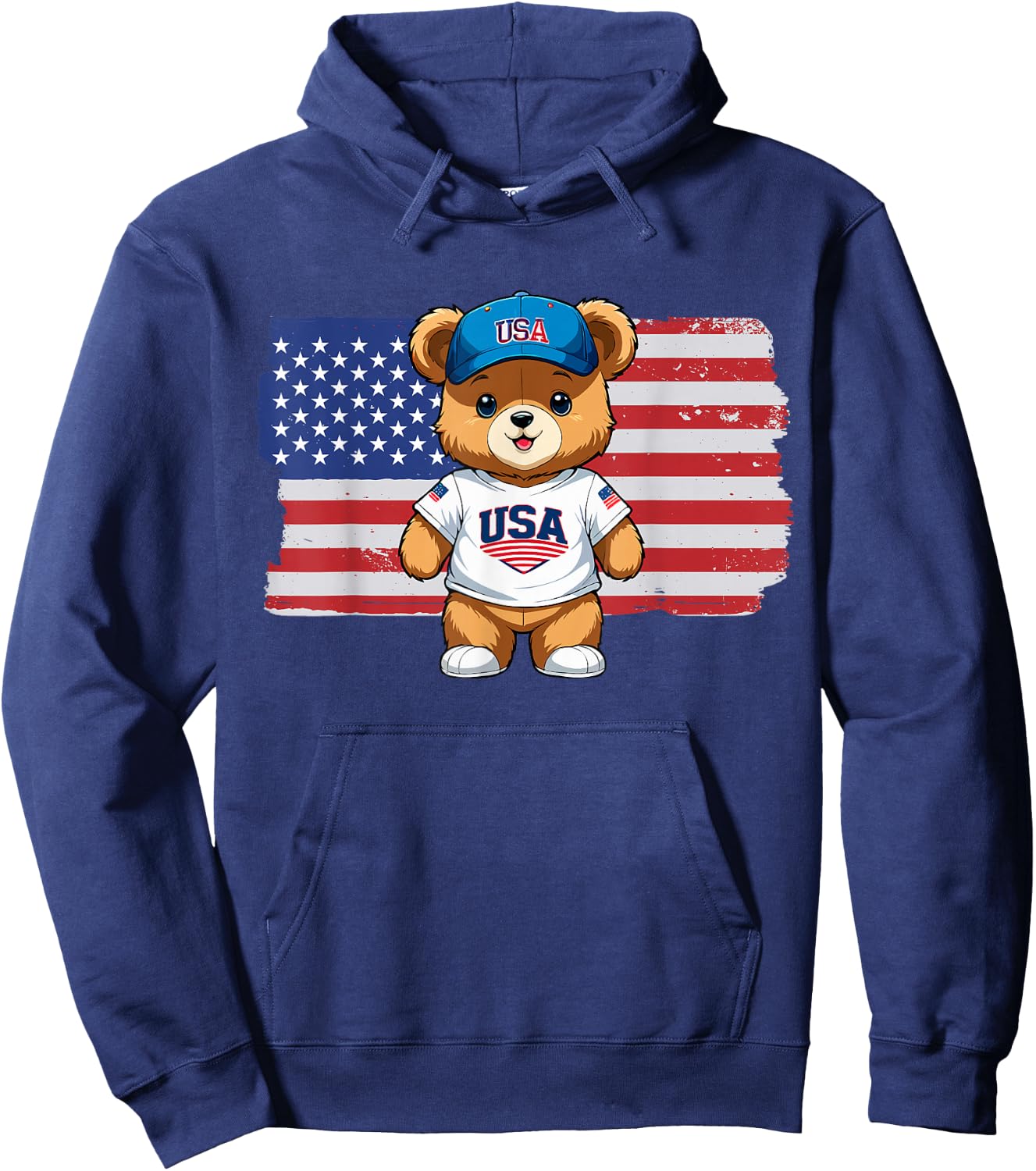 America US Flag Teddy Bear Patriot Hoodie - Hoodie | Navy