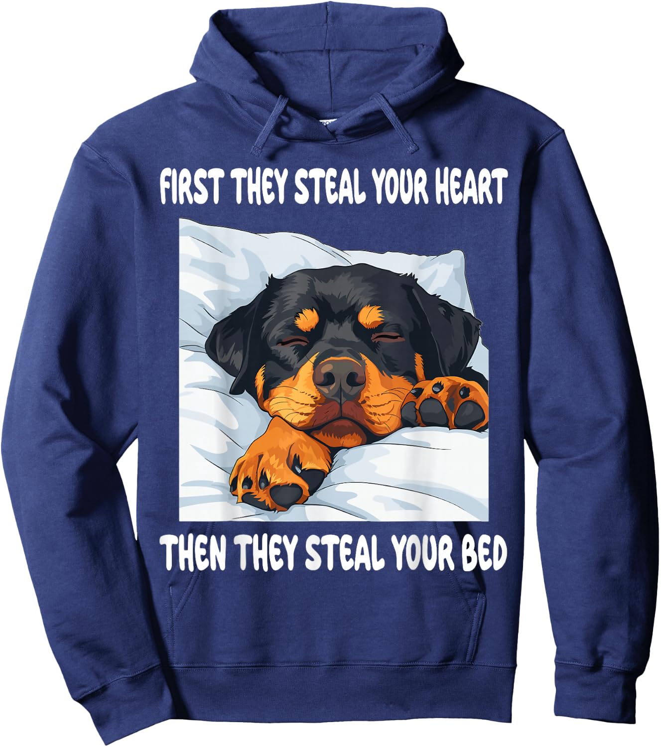 Rottweiler Sleeping Pajamas Nightgown Hoodie - Hoodie | Navy