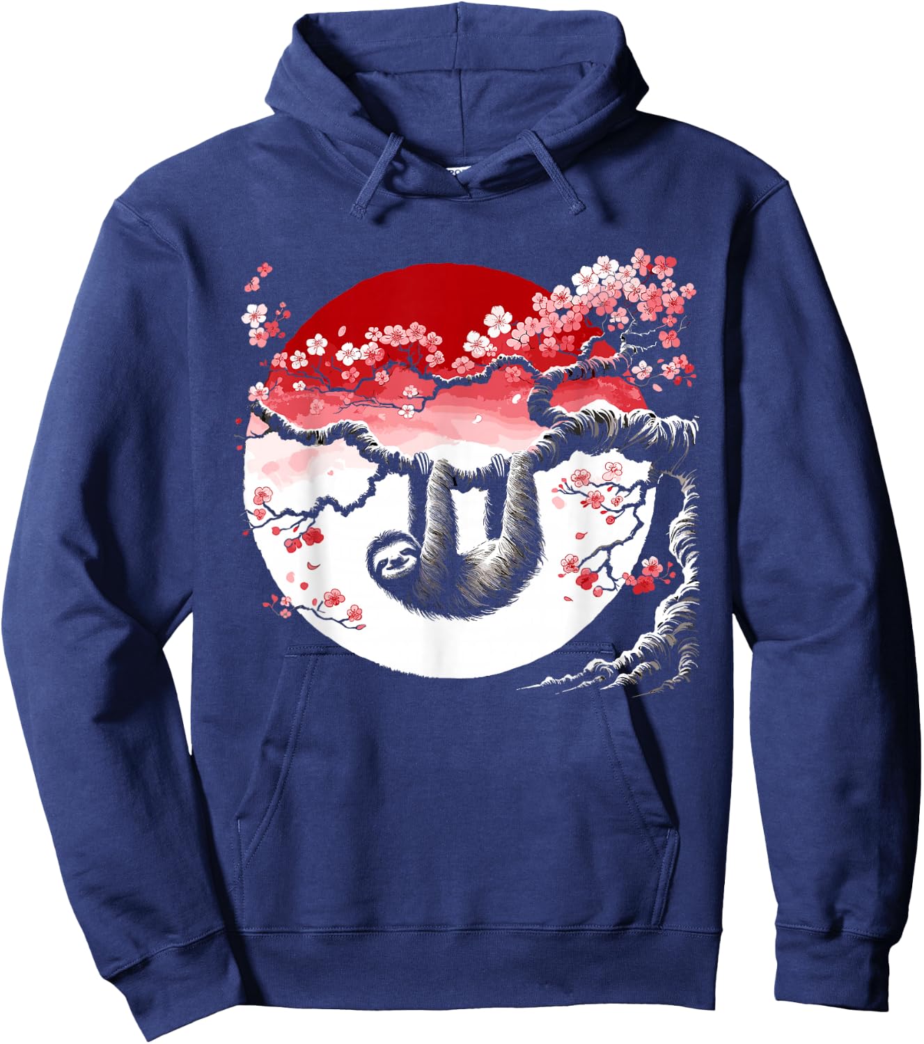 Kawaii Sloth Anime Japan Sakura Men Women Kids Funny Sloth Hoodie - Hoodie | Navy