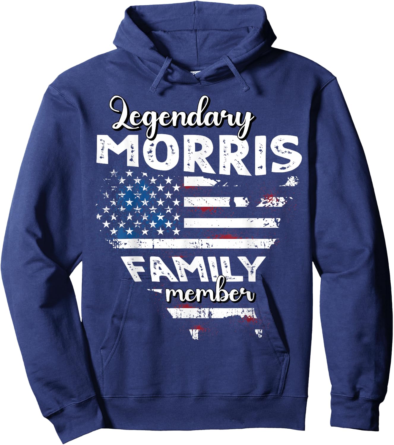 Surname Morris US Flag Morris Last Name Morris Hoodie - Hoodie | Navy