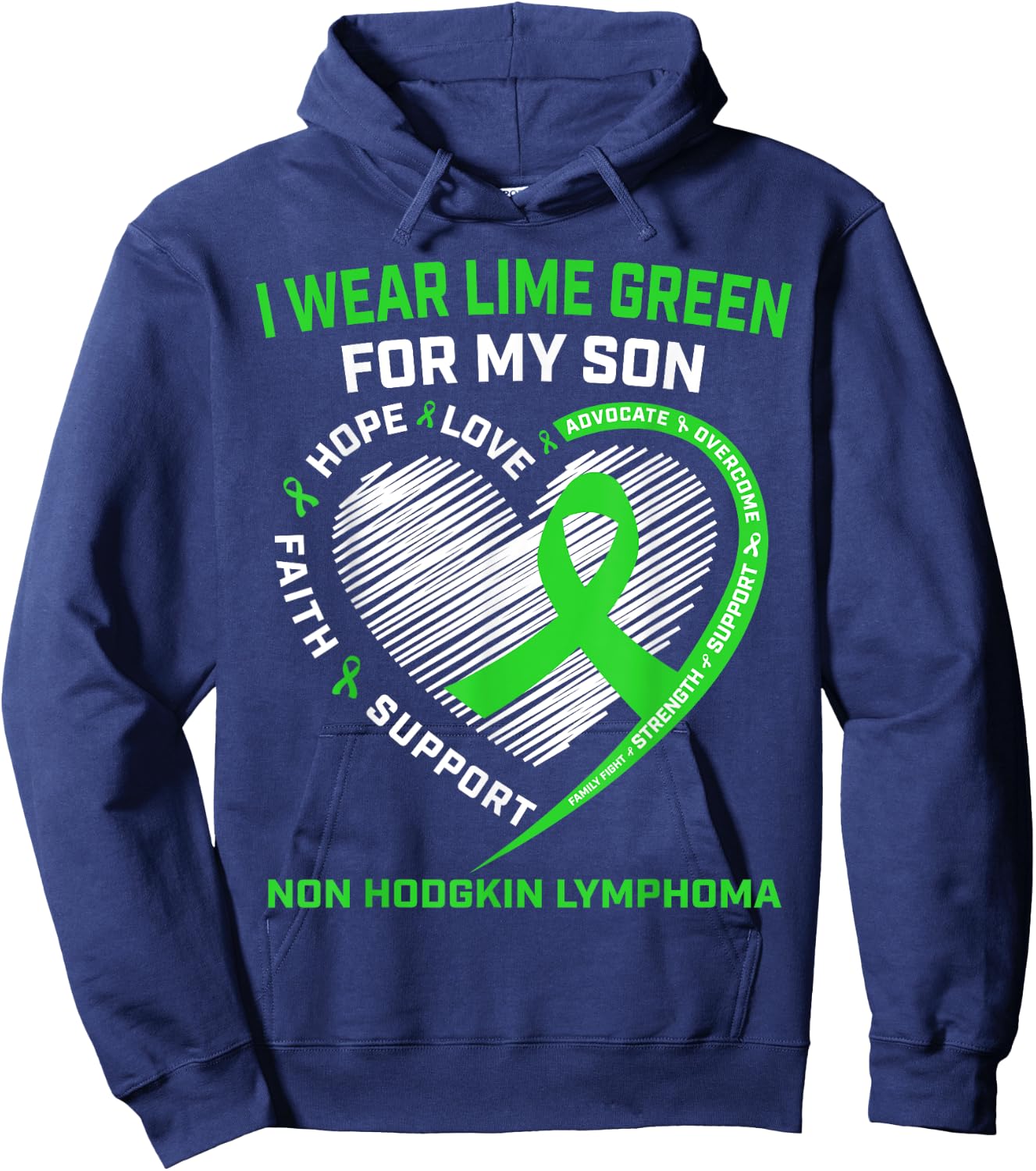 Green Non Hodgkins Lymphoma Cancer Awareness Shirt Son Gifts Hoodie - Hoodie | Navy