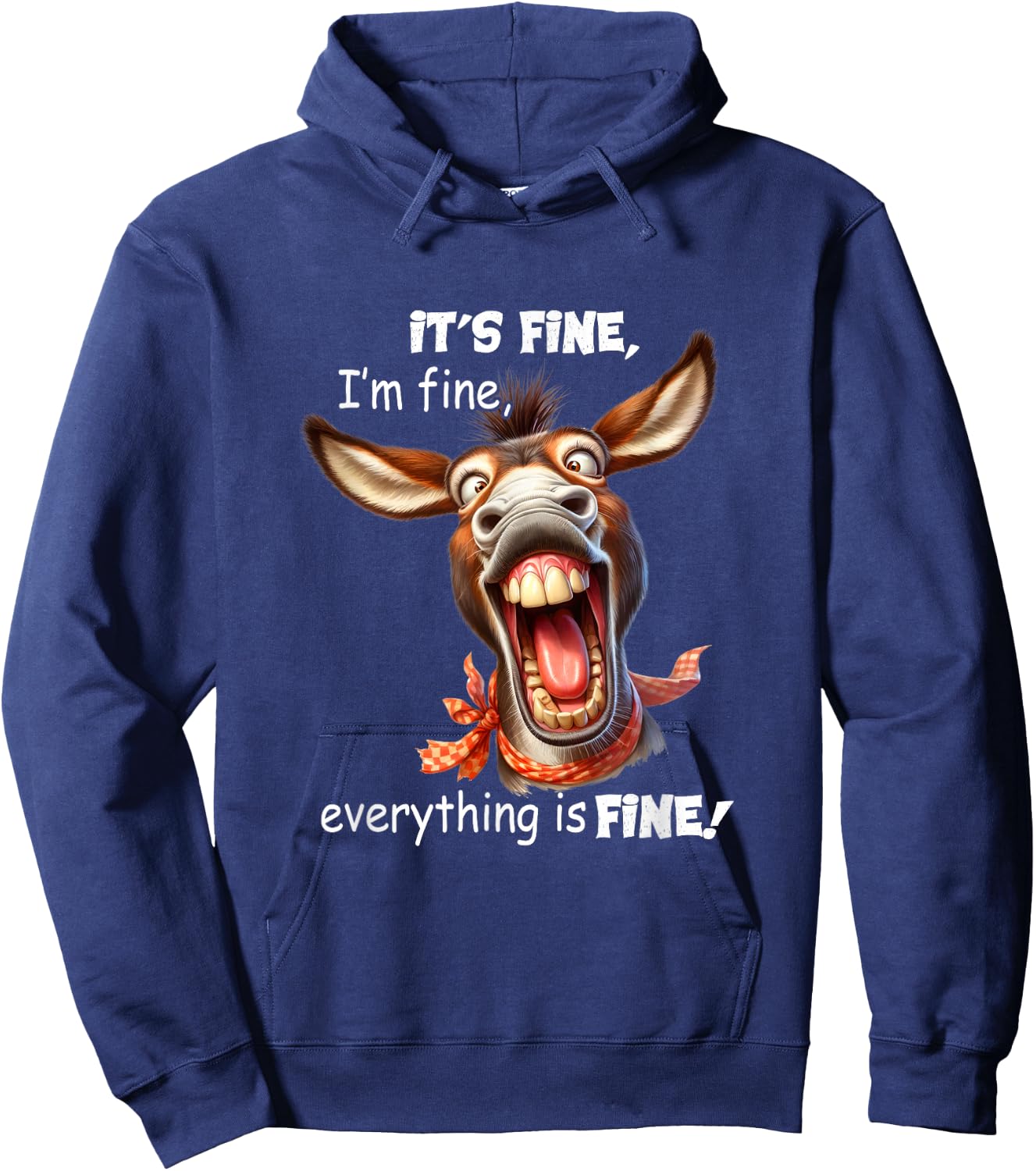 Funny Donkey It's Fine I'm Fine Everything Is Fine Hoodie - Hoodie | Navy