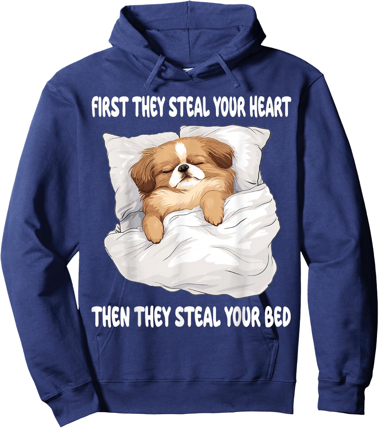 Pekingese Sleeping Pajamas Nightgown Hoodie - Hoodie | Navy