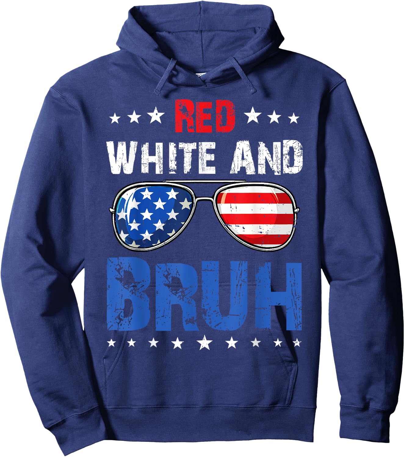 Red White And Bruh 4th Of July Boys Patriotic Teens Kids Hoodie - Hoodie | Navy