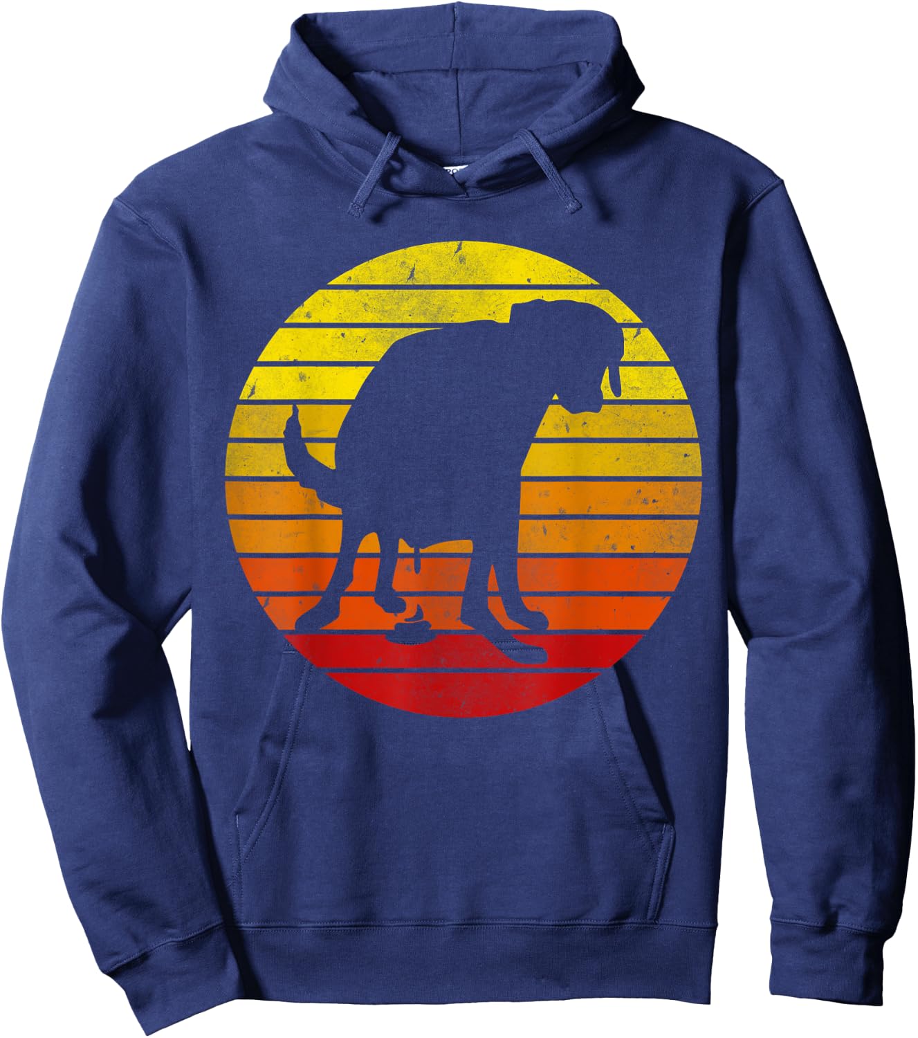 Vintage Retro Labrador Sunset Dog Pooping Funny Pet Lover Men Women Girls Kids Hoodie - Hoodie | Navy
