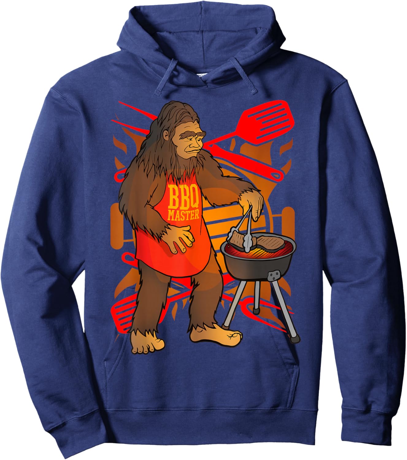 Bigfoot Cooking Grill BBQ Funny Gift Fun Hoodie - Hoodie | Navy