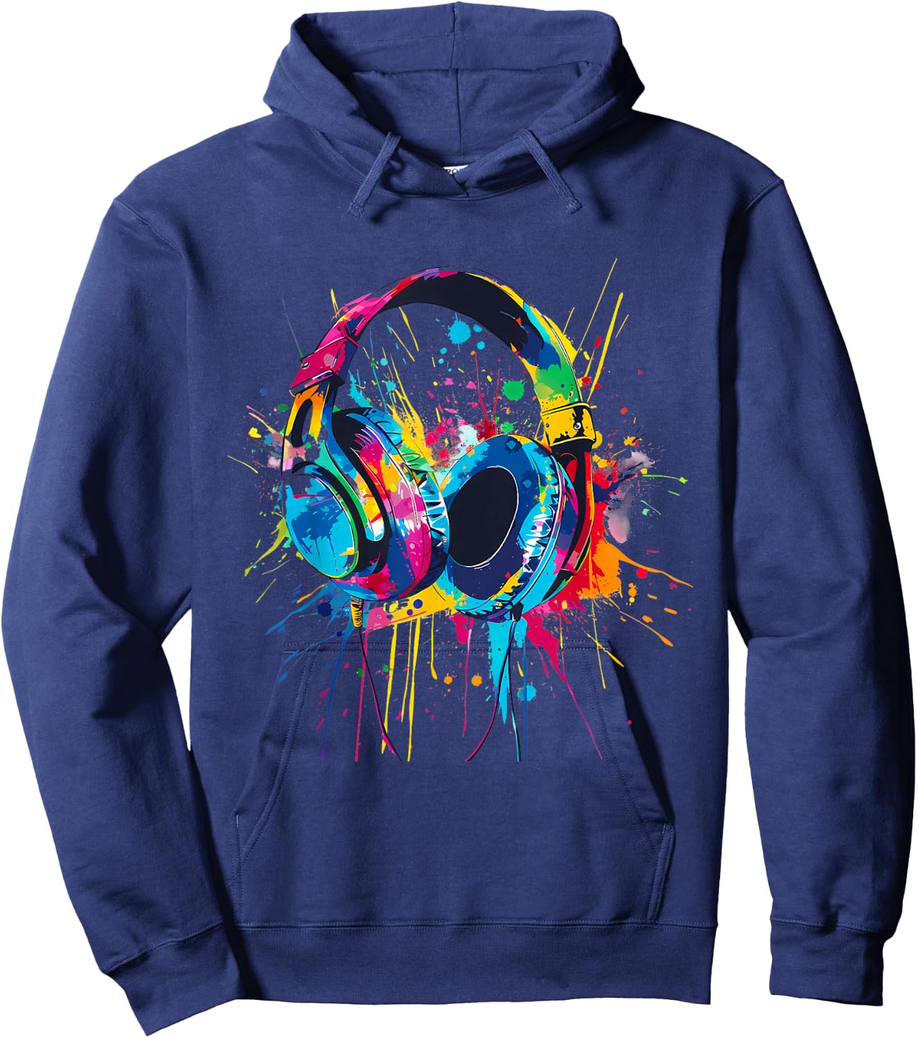 Headphones Music DJ Music Headphones Splash EDM Music Lover Hoodie - Hoodie | Navy