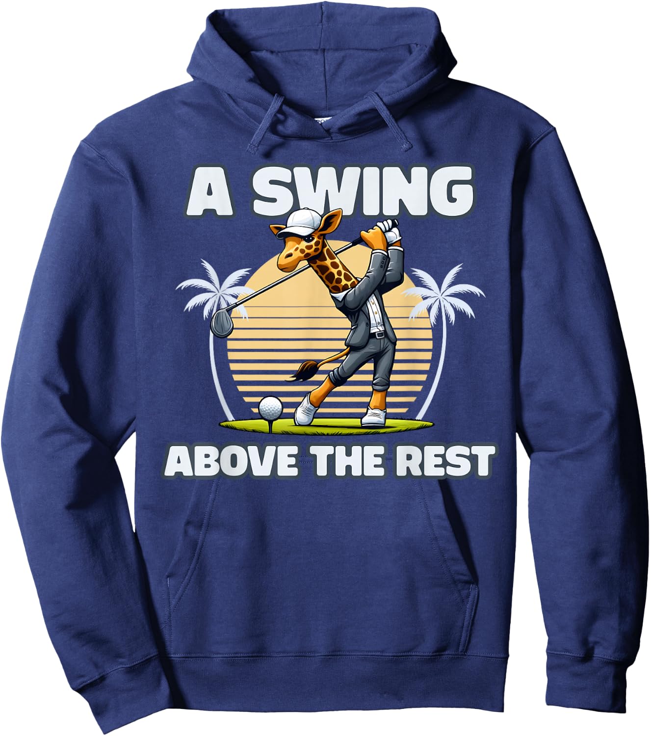 Giraffe Playing Golf Funny Animal Golfer Giraffe Golfing Hoodie - Hoodie | Navy