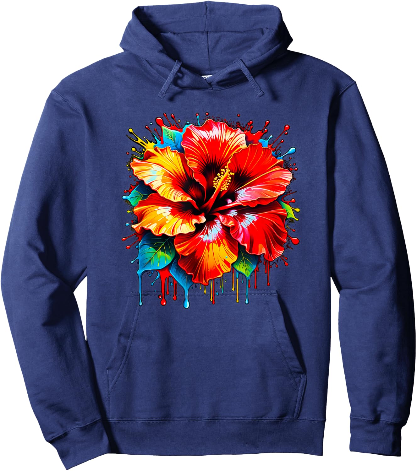 Cute Colorful Maga Hibiscus Flower Graphic Summer Design Women Kids Hoodie - Hoodie | Navy