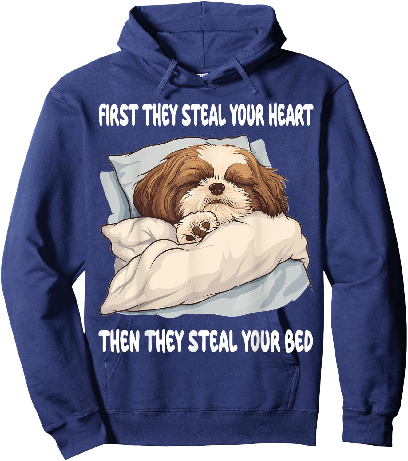 Shih Tzu Sleeping Pajamas Nightgown Hoodie - Hoodie | Navy