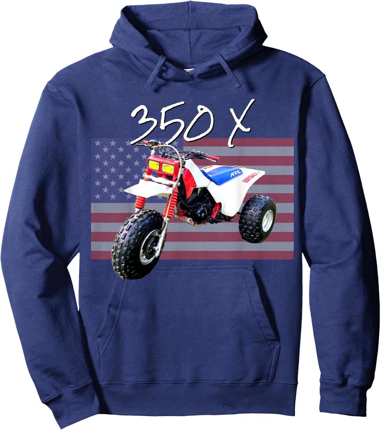 350X Three Wheeler, Retro Three Wheeler, 2 Stroke Hoodie - Hoodie | Navy
