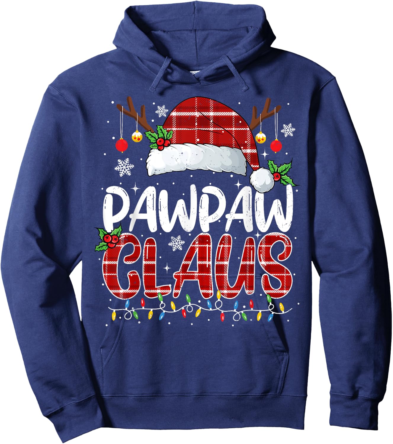 Pawpaw Claus Christmas Lights Pajama Family Matching Hoodie - Hoodie | Navy