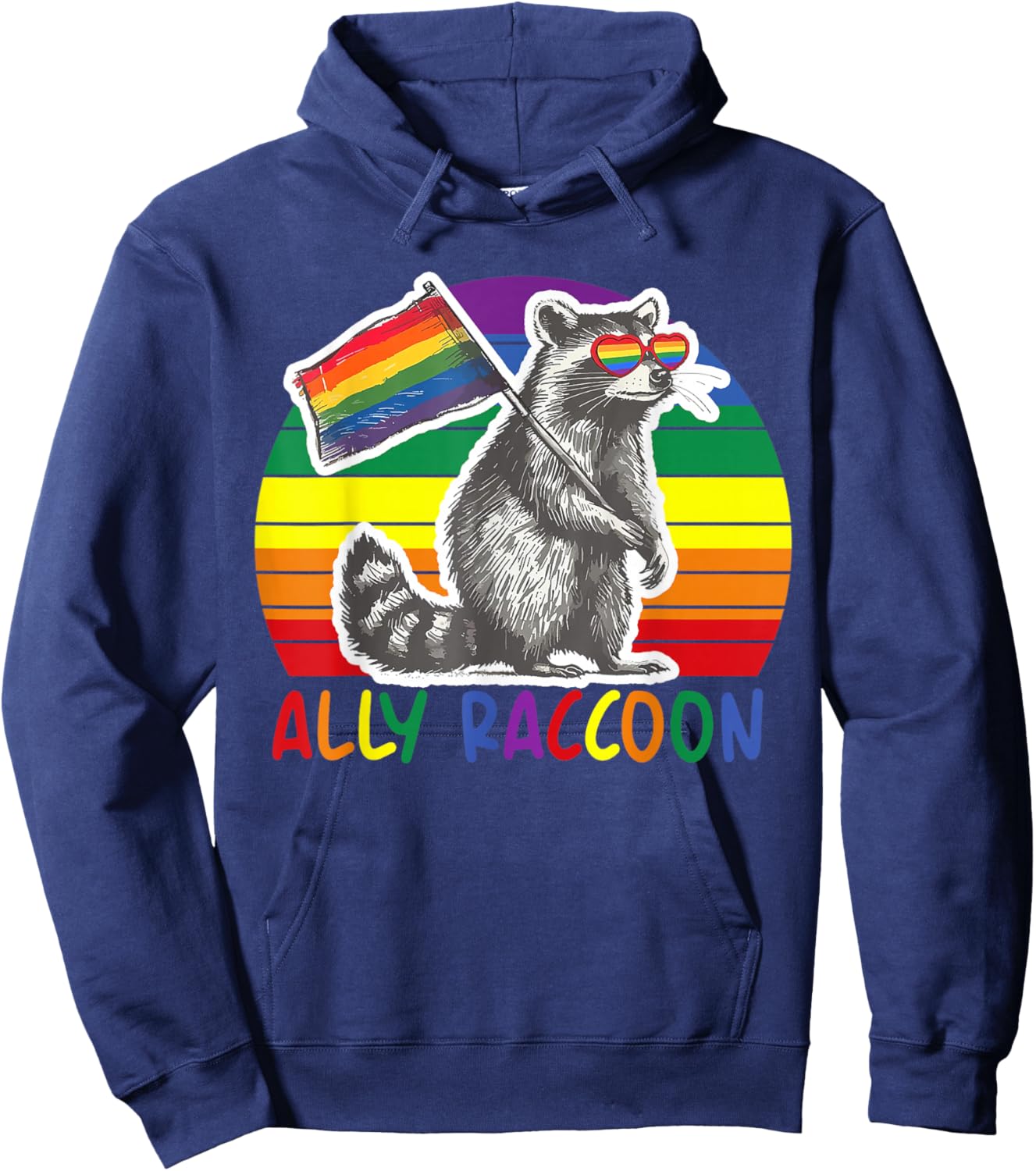 Funny Pride Rainbow Funny Raccoon Pride Month LGBTQ Hoodie - Hoodie | Navy