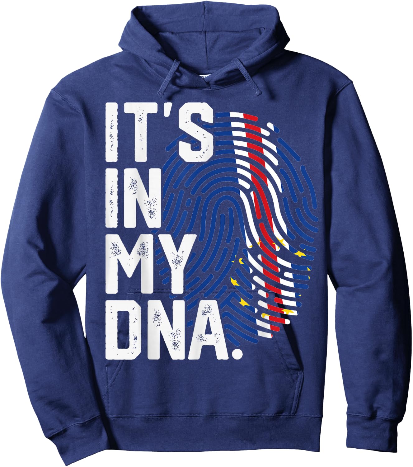Cape Verde Roots Flag Fingerprint Graphic Patriotic Hoodie - Hoodie | Navy