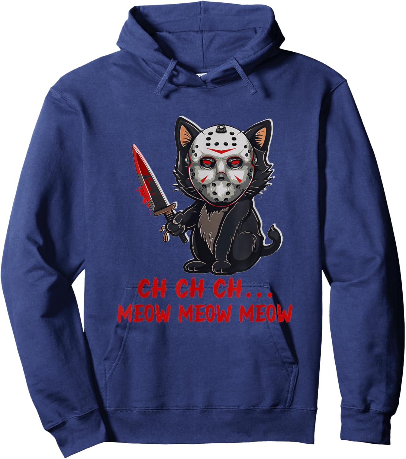 Cat Funny Animal Horror Movie Kitten Meow The Killer Men Women Hoodie - Hoodie | Navy