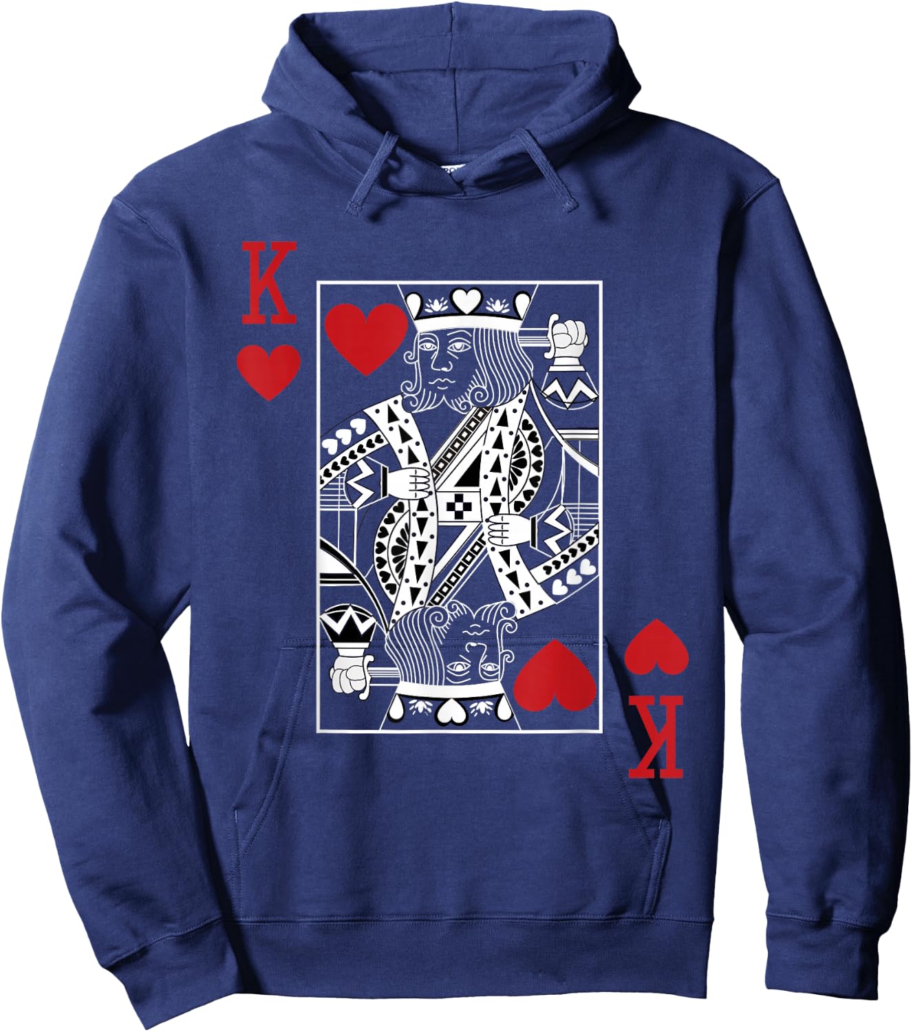 King of Hearts Playing Cards Casino Poker Magician Costume Hoodie - Hoodie | Navy