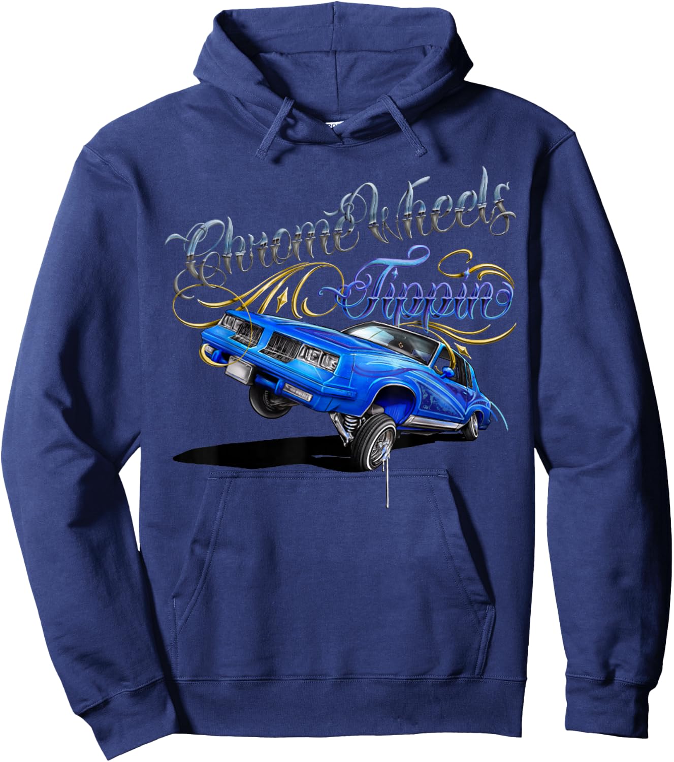 Retro Chrome Wheels Tippin Lowrider chrome wheel Hoodie - Hoodie | Navy