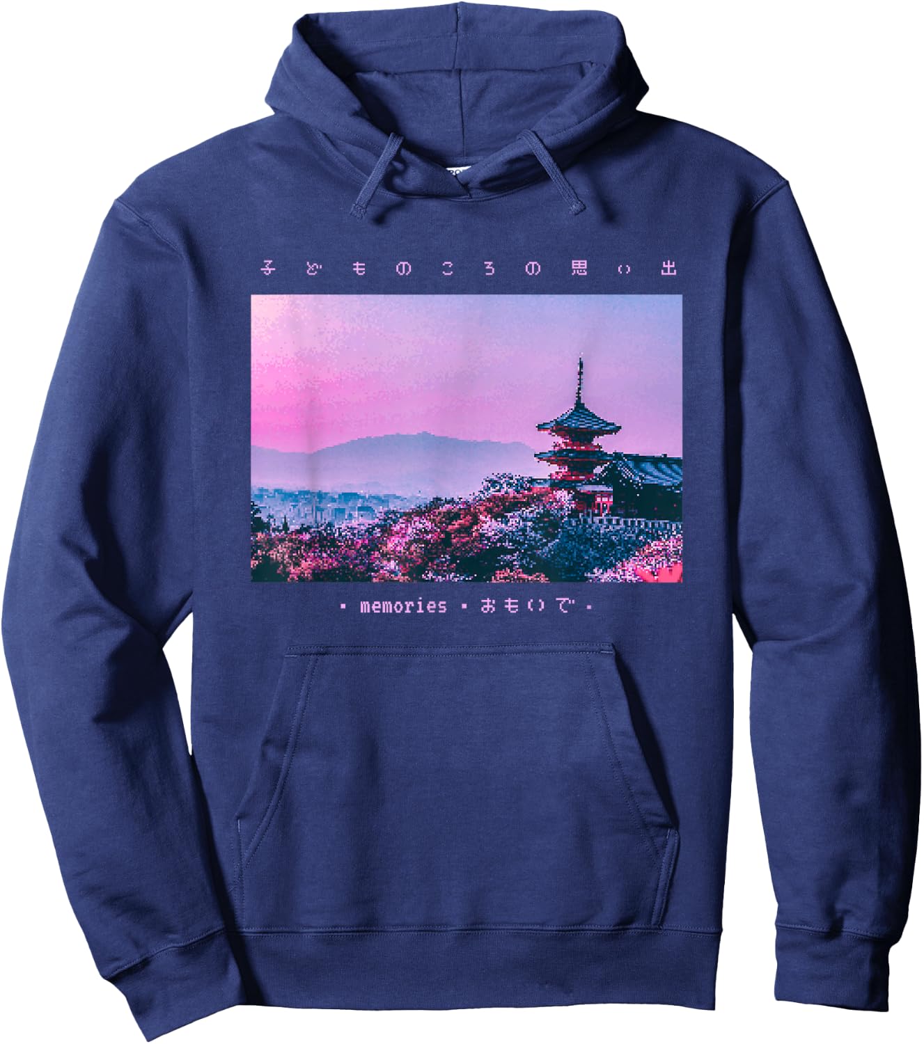 Aesthetic Japanese Vintage Streetwear Fashion Retro Graphic Hoodie - Hoodie | Navy