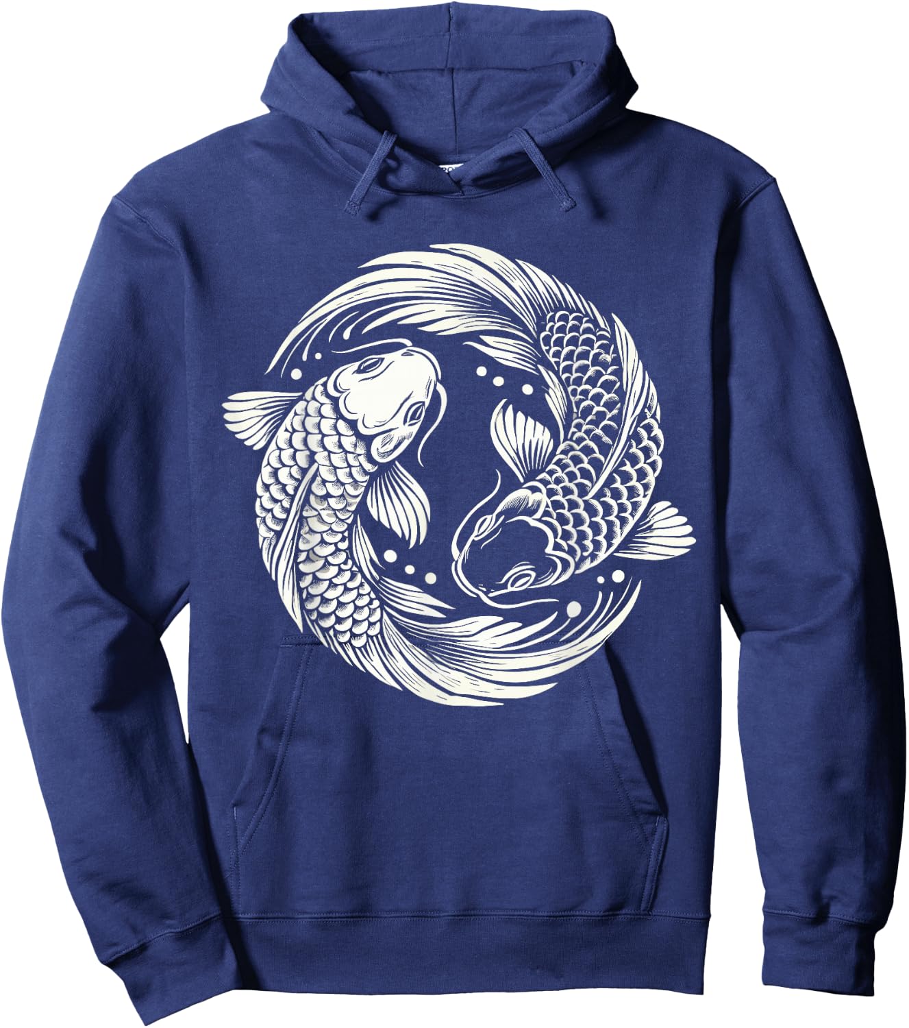 Retro Yin And Yang Japanese Koi Fish Hoodie - Hoodie | Navy