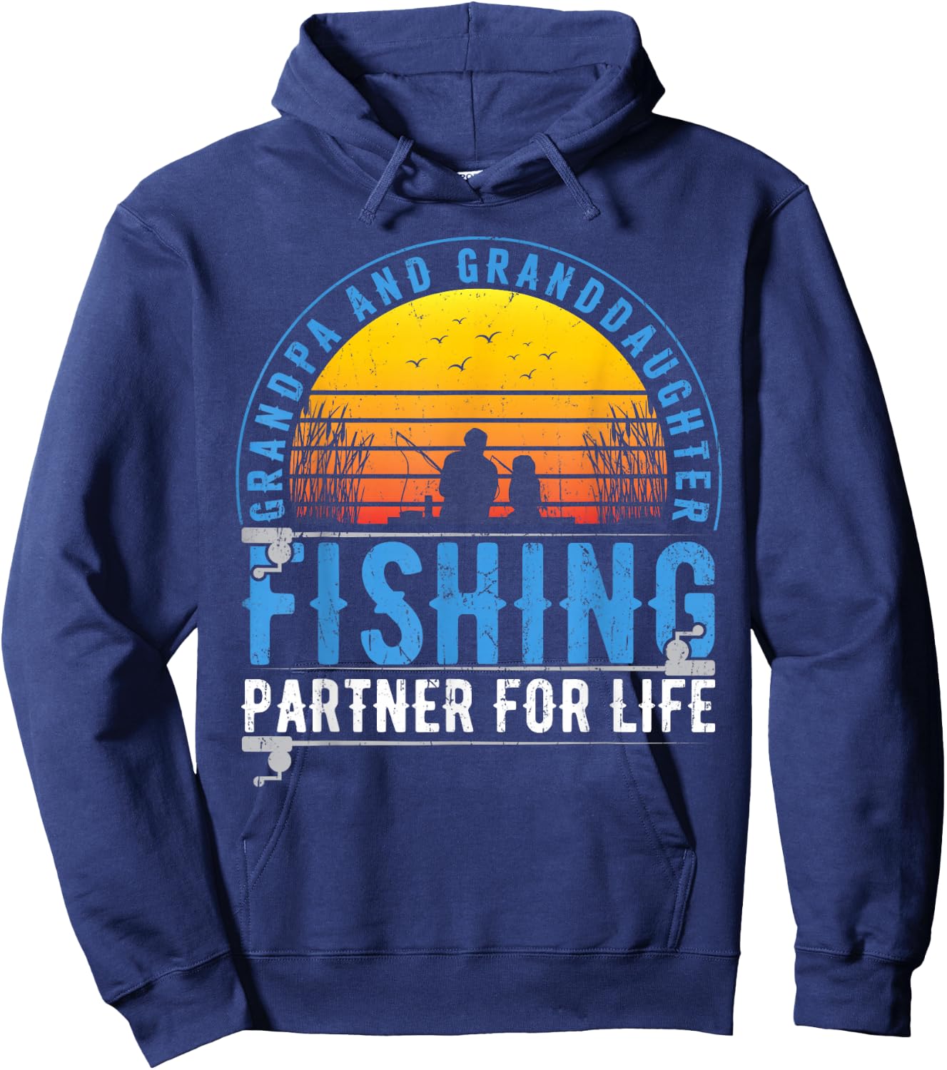 Grandpa And Granddaughter Fishing Buddies For Life Vintage Hoodie - Hoodie | Navy