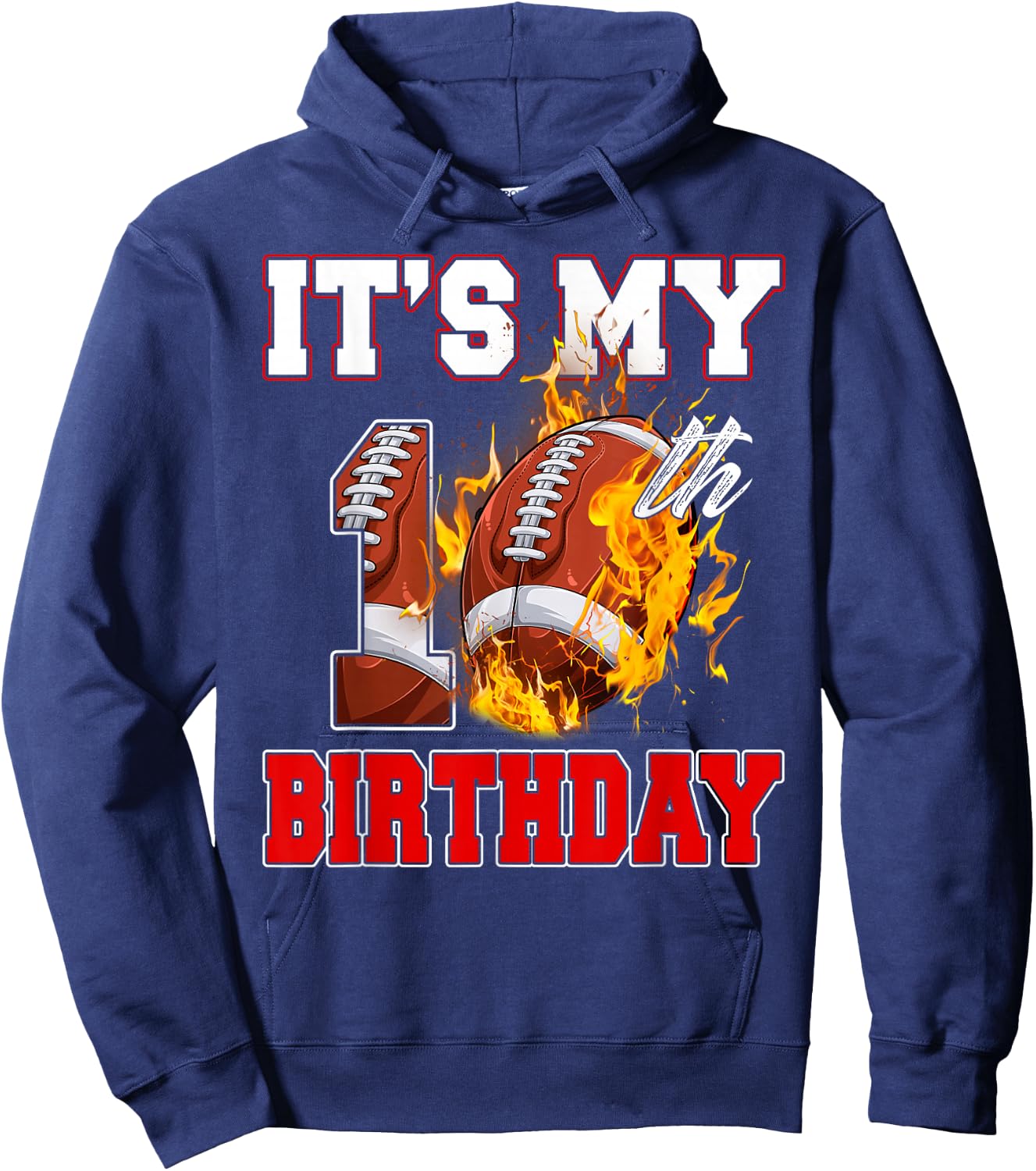 Funny It's My 10th Birthday 10 Years Old Football Ball Boys Hoodie - Hoodie | Navy