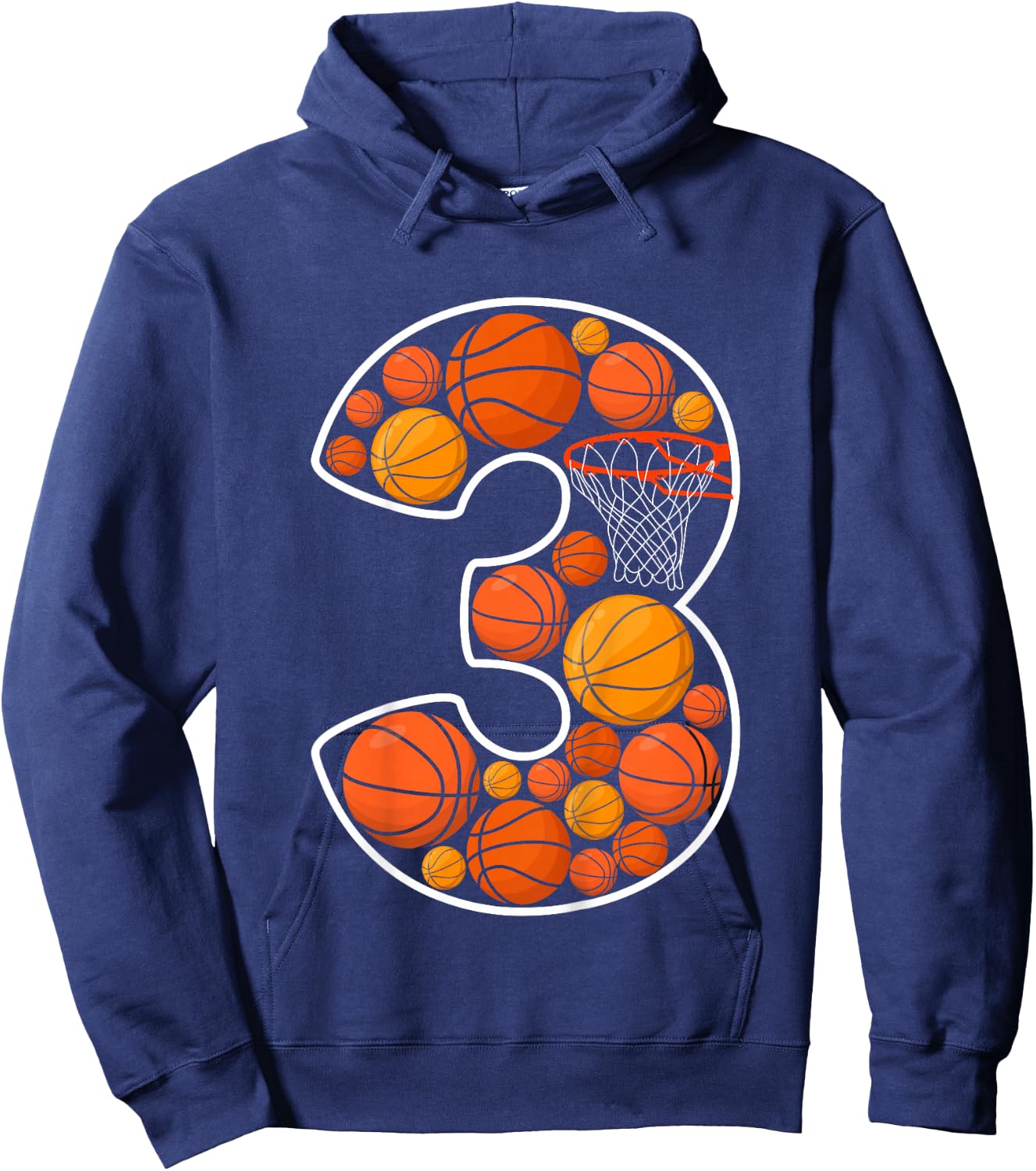 Kids 3rd Birthday Basketball Boy Third Birthday 3 Years Old Hoodie - Hoodie | Navy
