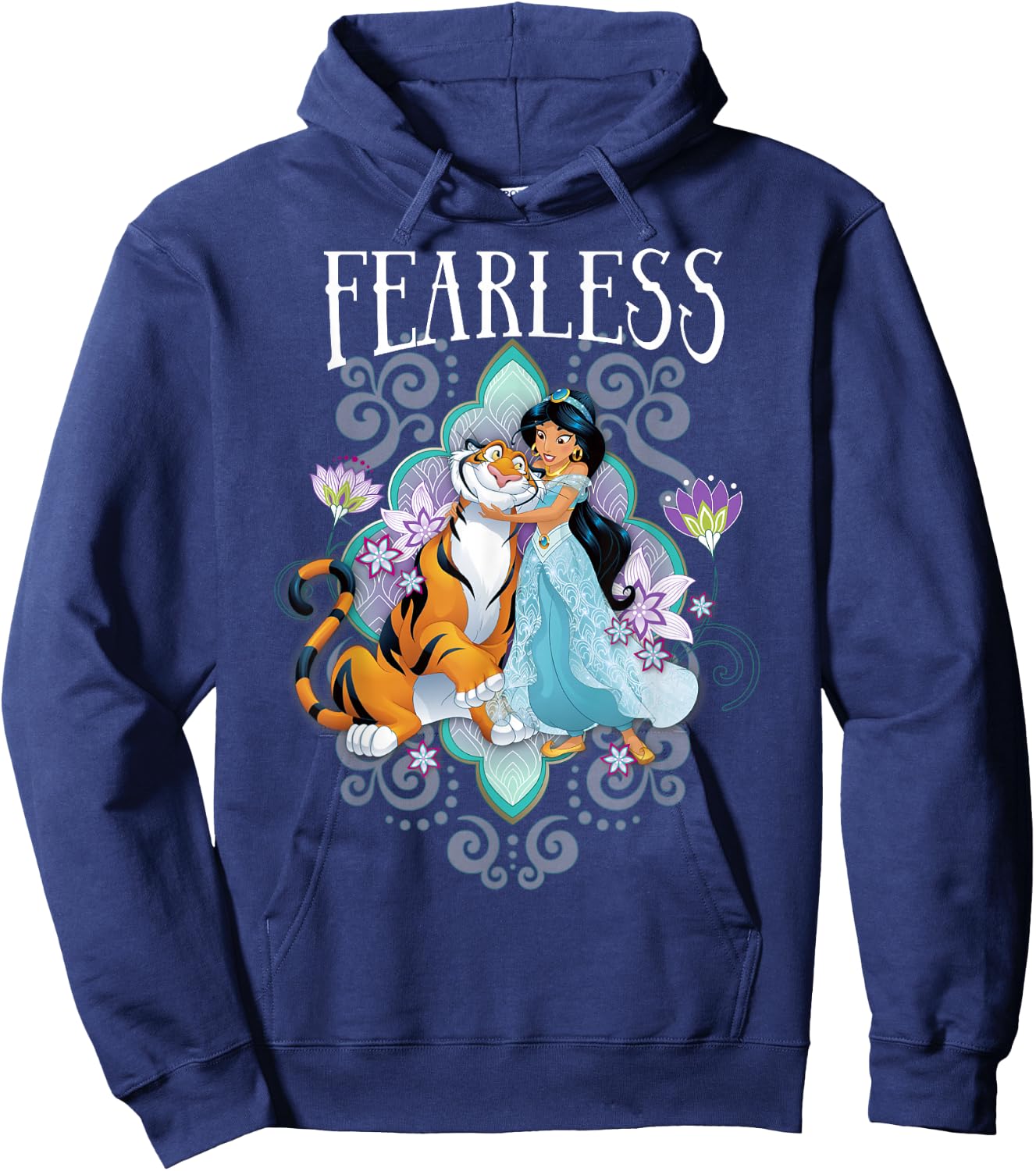 Disney Aladdin Jasmine and Rajah Fearless Mandala Portrait Hoodie - Hoodie | Navy