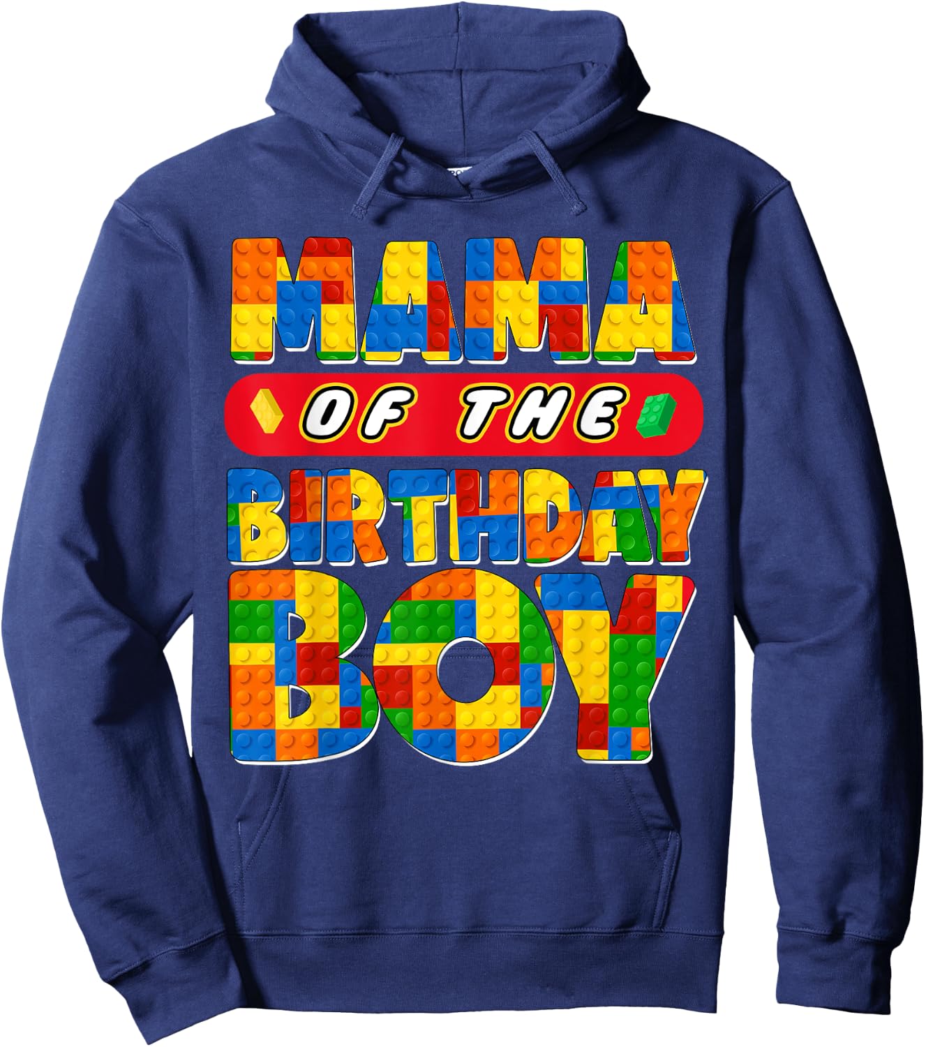 Mom And Dad Mama Birthday Boy Building Bricks Family Party Hoodie - Hoodie | Navy