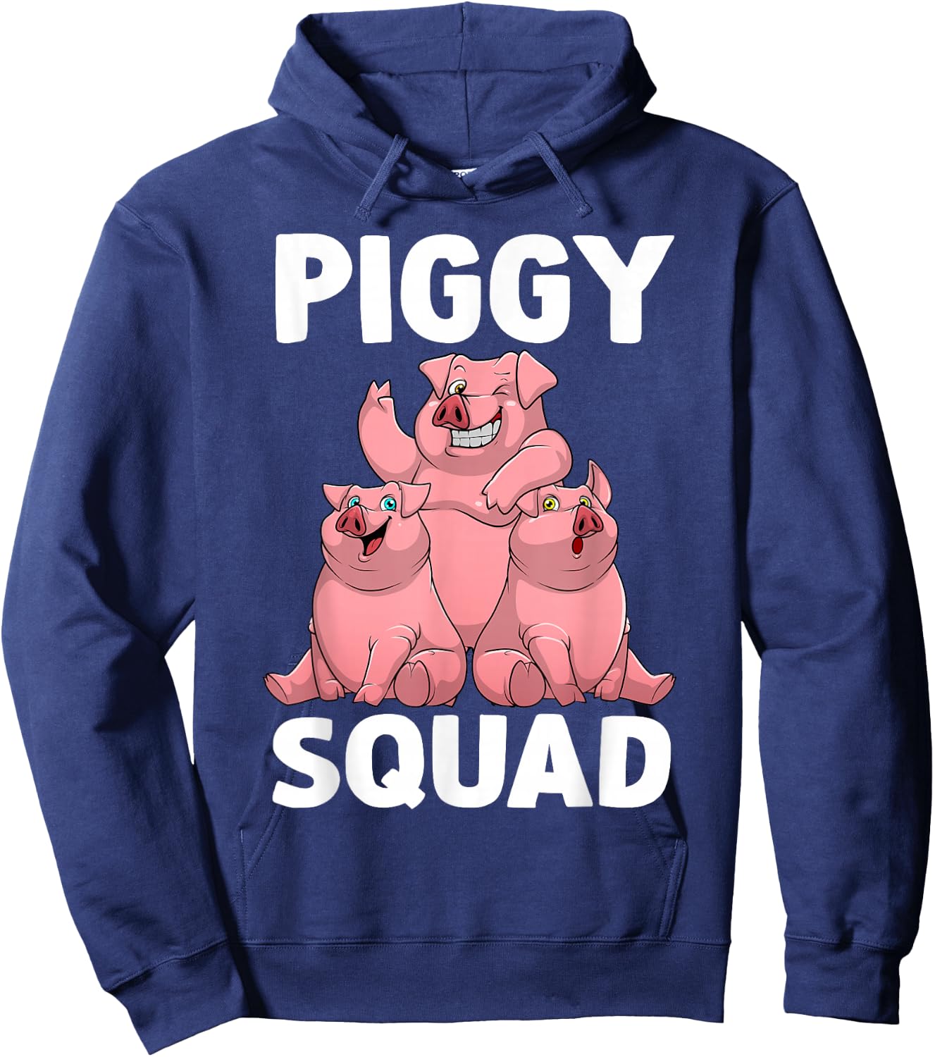 Funny Pig Lover Art Women Kids Piggy Squad Swine Pig Hoodie - Hoodie | Navy