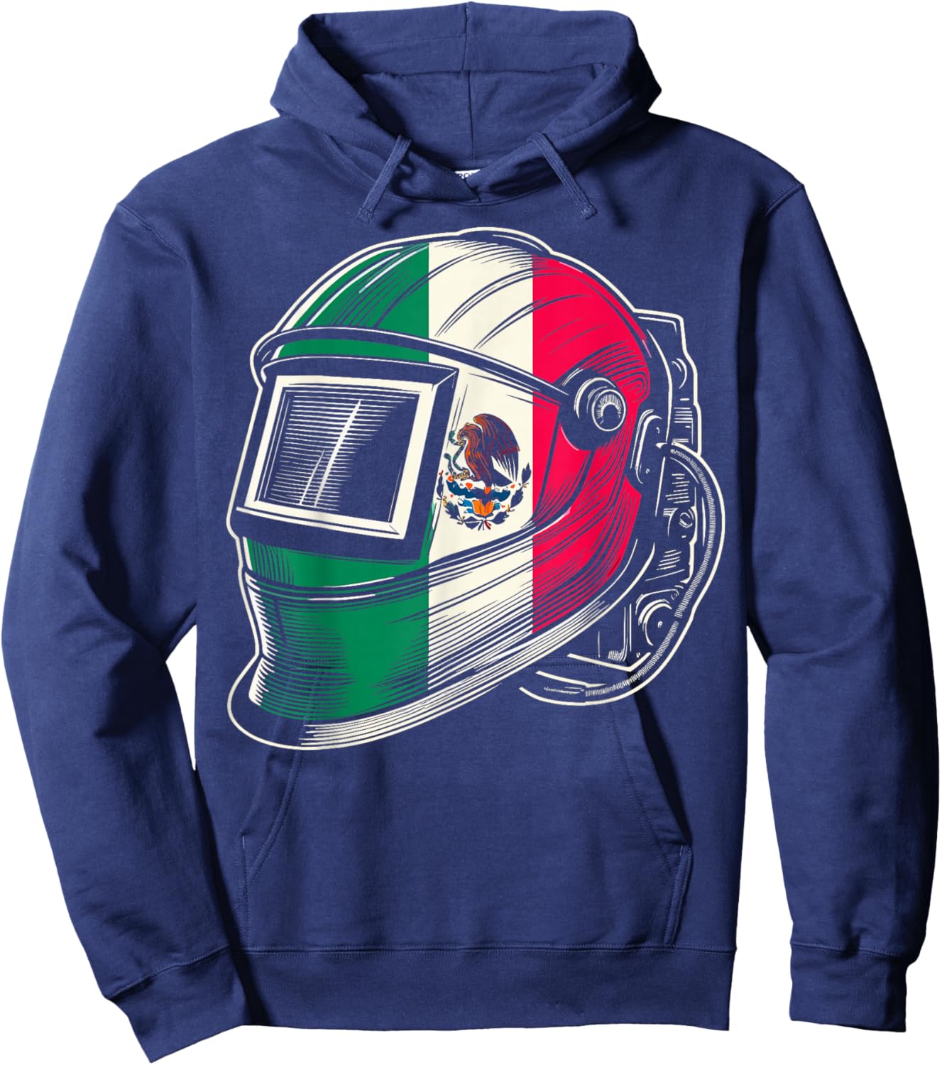 Mexico Flag Pipeliner Welding Hood Distressed Welder Hoodie - Hoodie | Navy