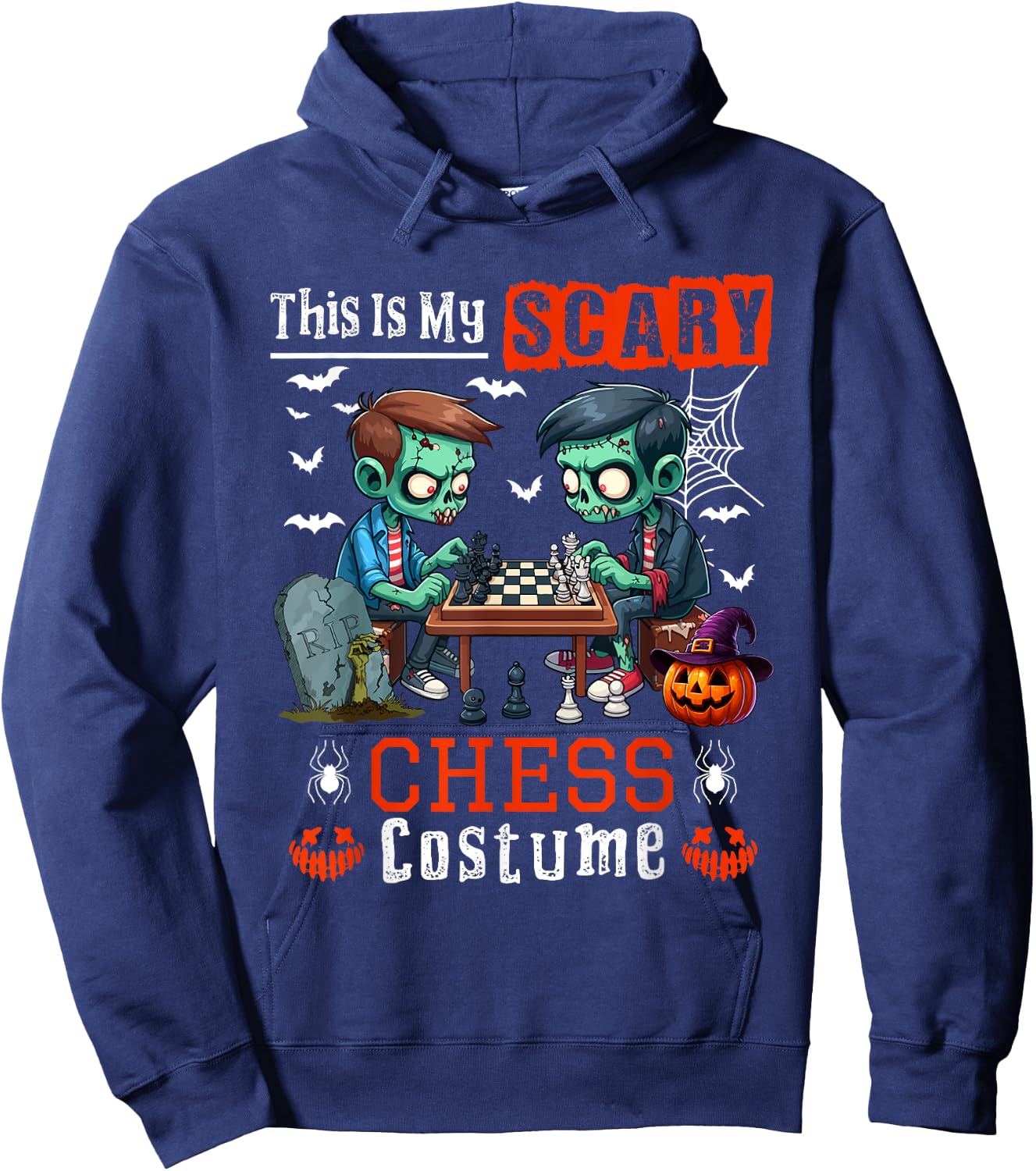 My Scary Chess Costume Horror Halloween Player Kids Hoodie - Hoodie | Navy