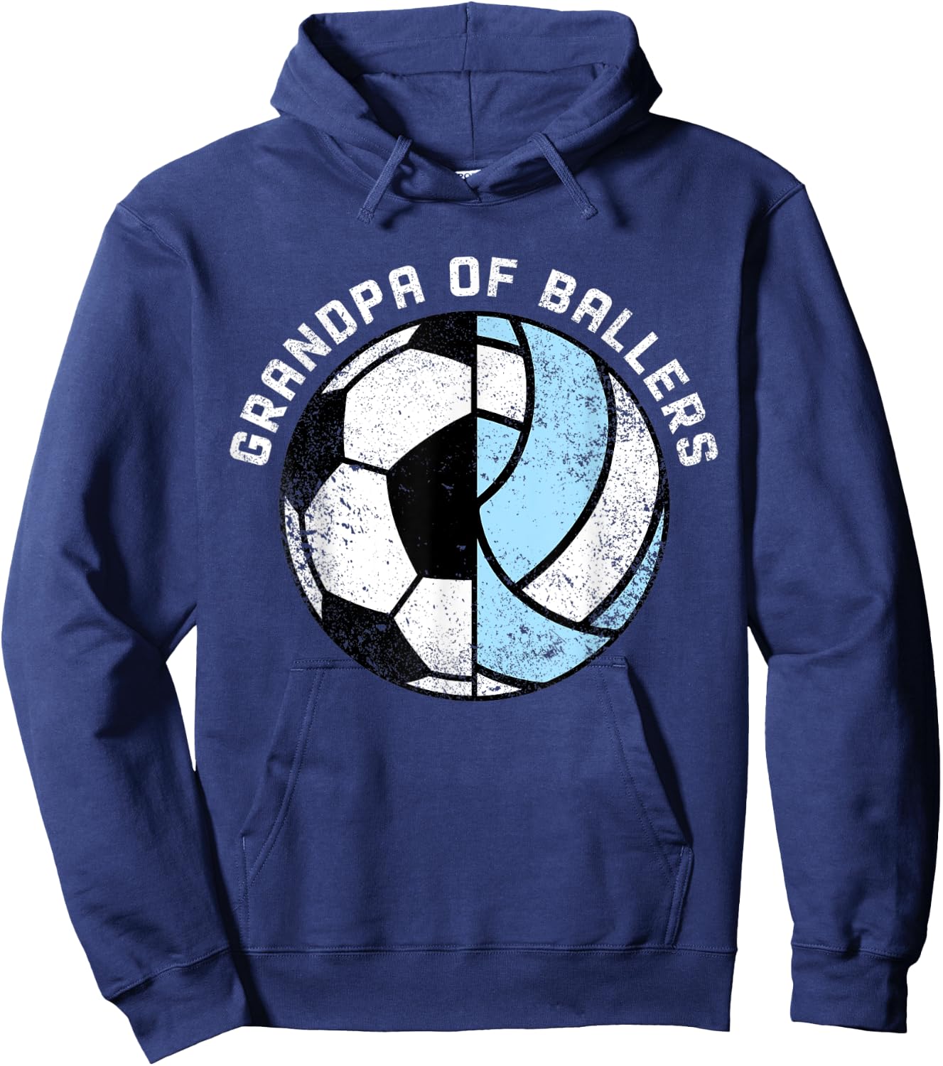 Grandpa Of Ballers Funny Soccer Volleyball Grandpa Hoodie - Hoodie | Navy