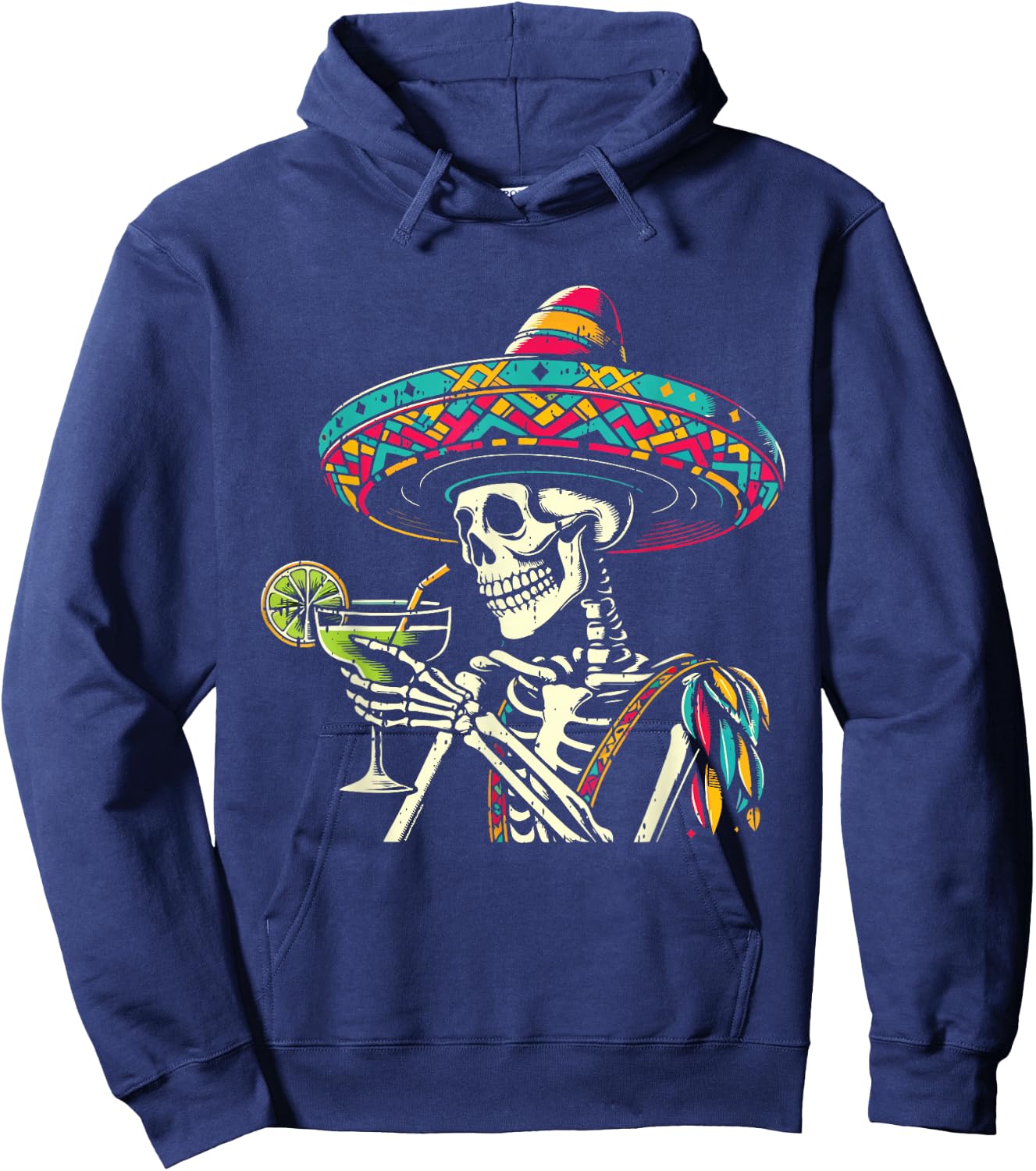 Mexican Skeleton Sombrero Cinco De Mayo Mexican Fiesta Party Hoodie - Hoodie | Navy