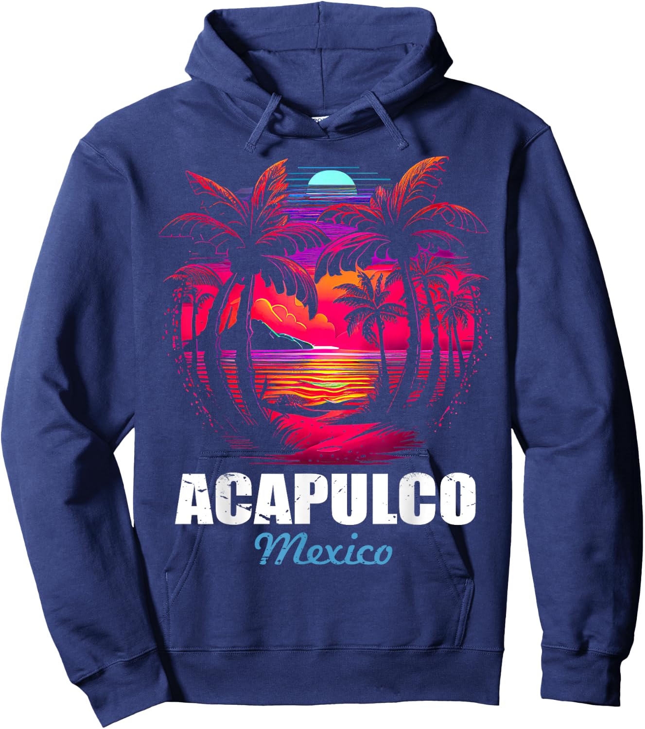 Retro Acapulco Mexico Sunset Vintage Vacation Souvenir Hoodie - Hoodie | Navy