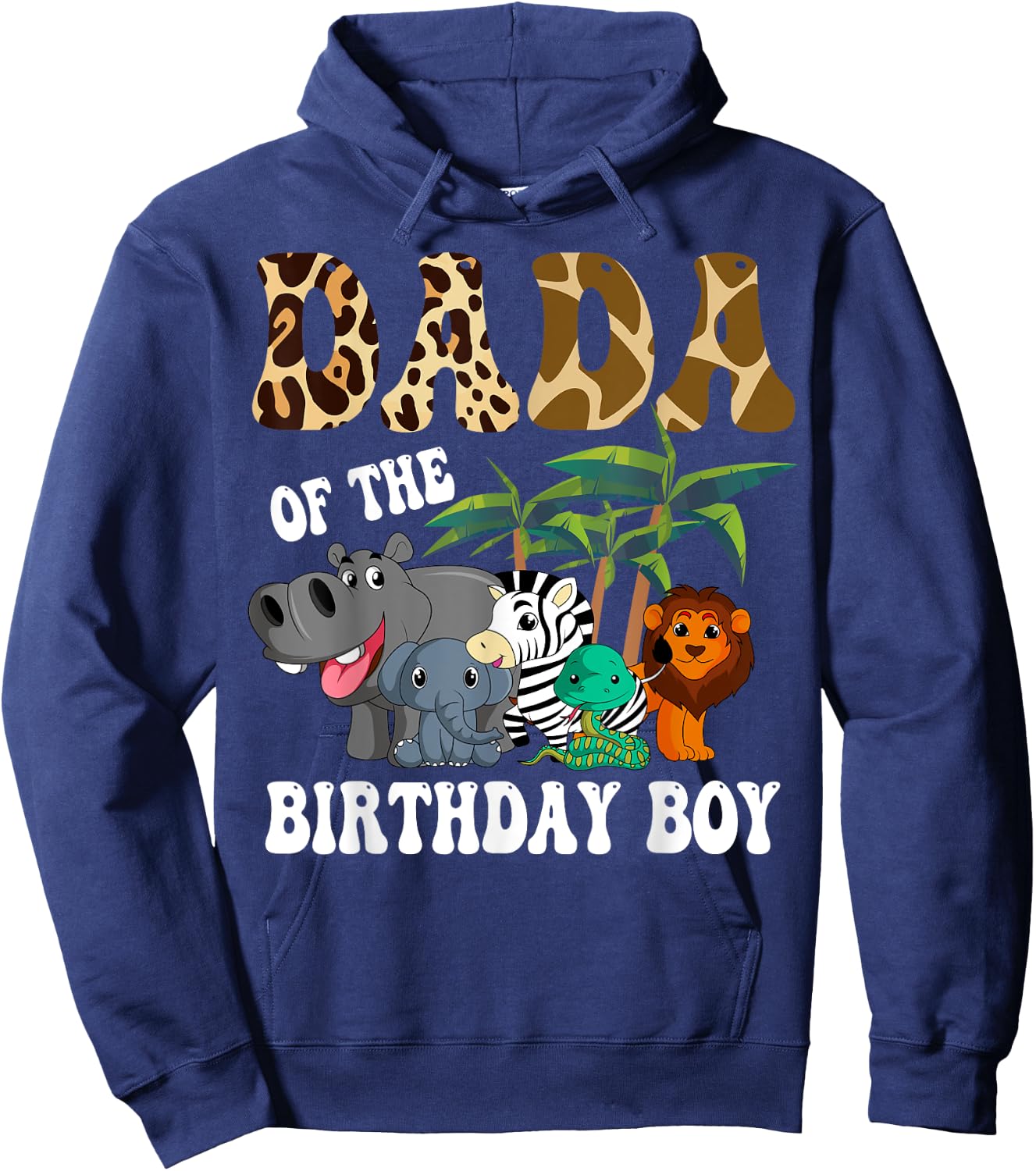 Dada of the Birthday Boy Zoo Bday Safari Celebration Hoodie - Hoodie | Navy