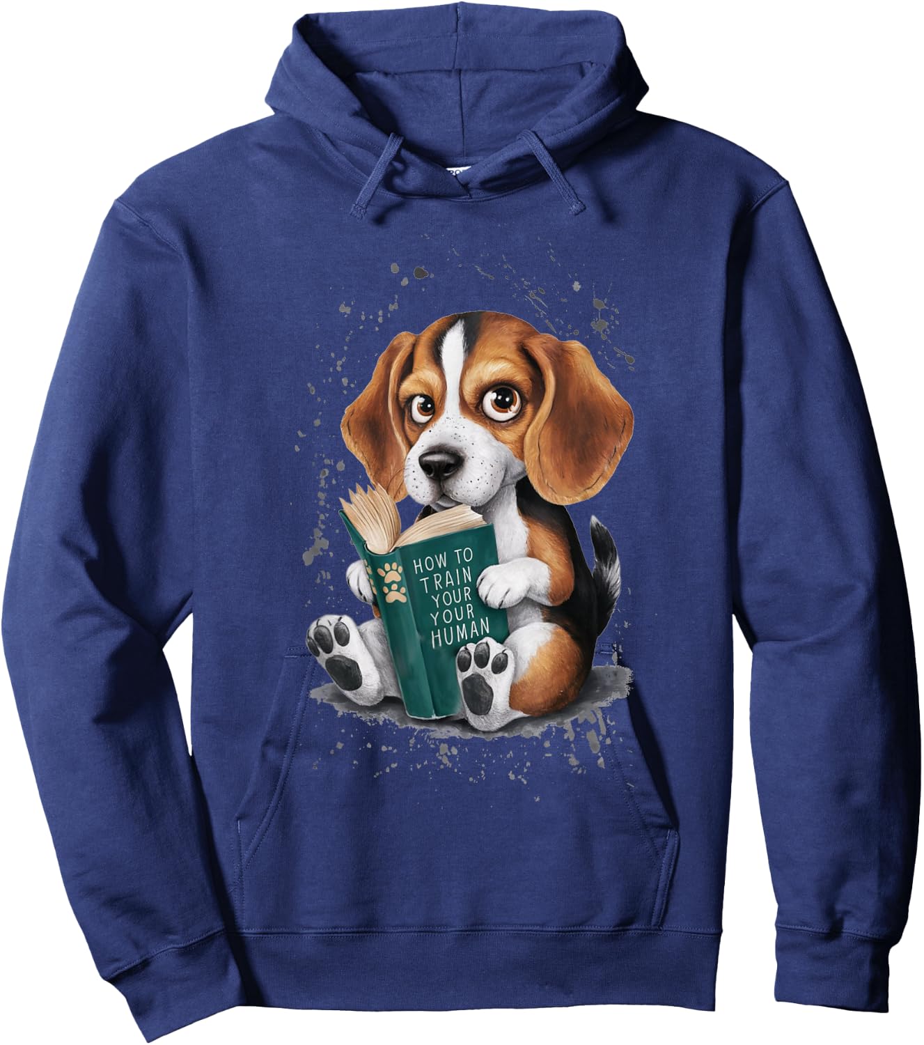 Funny Beagle Puppy Reading "How to Train Your Human" Design Hoodie - Hoodie | Navy