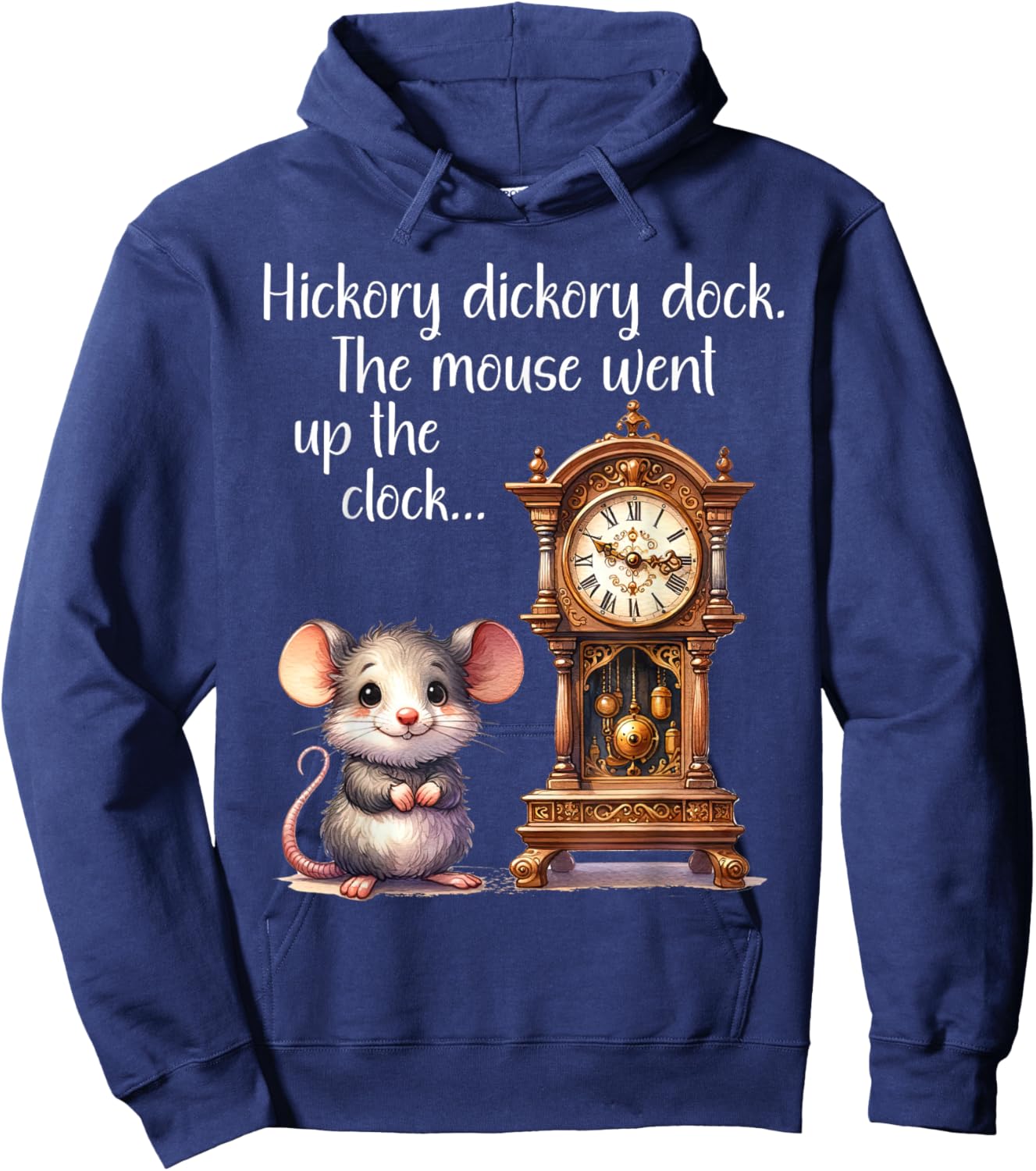 Hickory Dickory Dock Nursery Song Rhyme Mouse Old Clock Song Hoodie - Hoodie | Navy