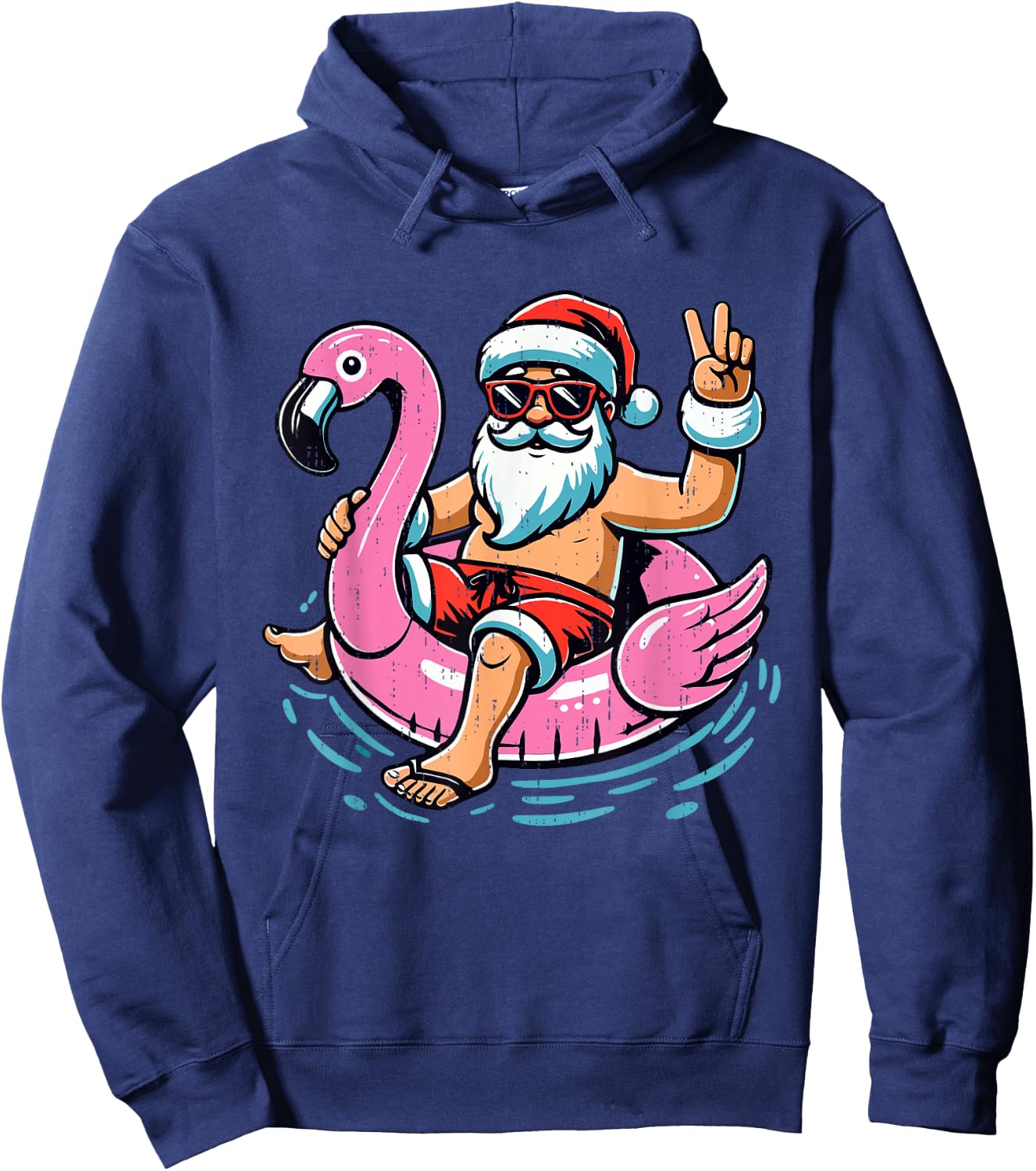 Christmas in July Shirt Boys Kids Santa Flamingo Summer Xmas Hoodie - Hoodie | Navy