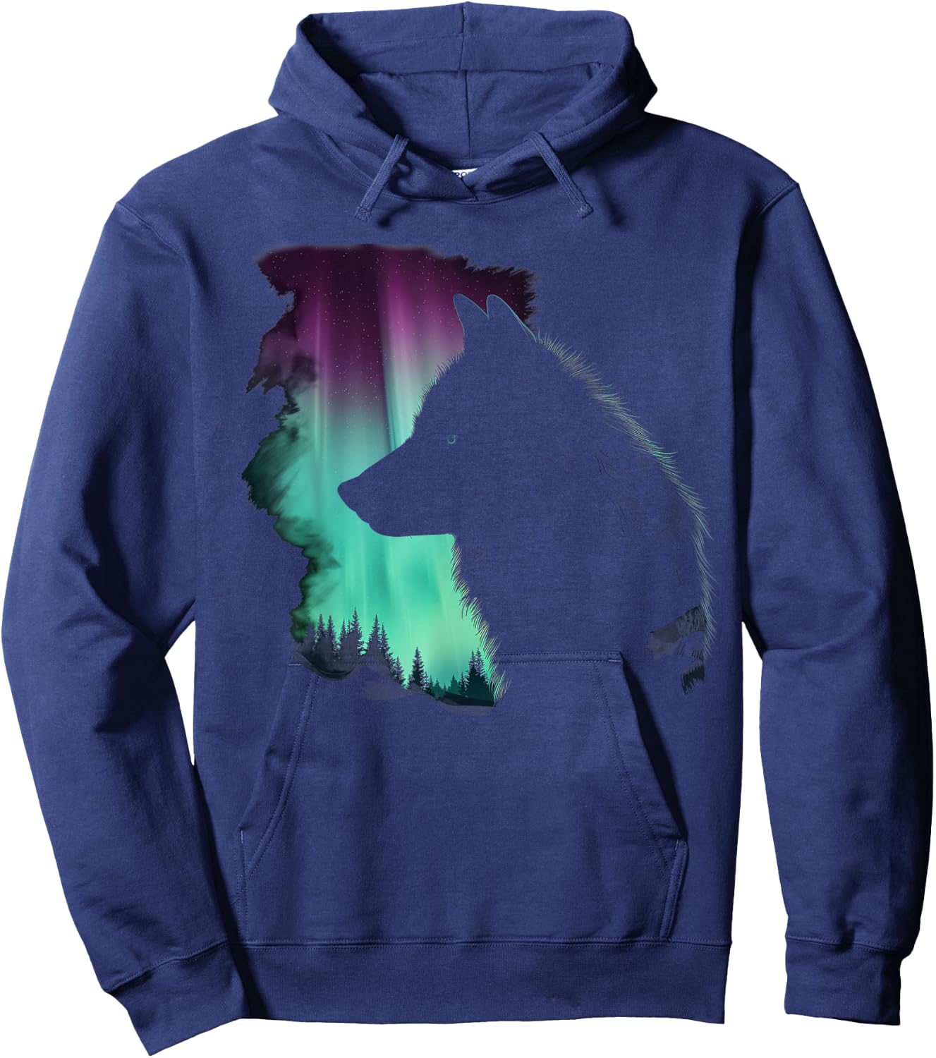 Wolf Northern Light Winter Arctic Nature Wolf Lover Hoodie - Hoodie | Navy
