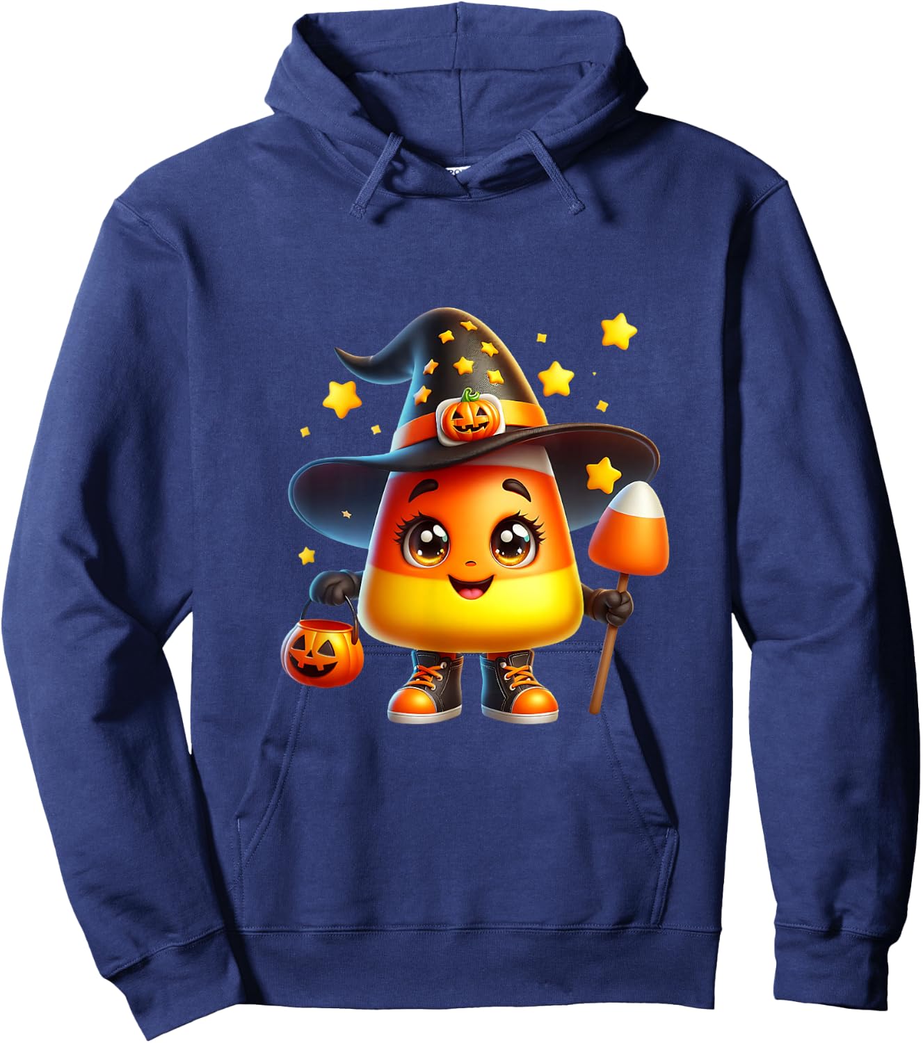 Cute Candy Corn Witch Halloween Costume Autumn Magic Stars Hoodie - Hoodie | Navy