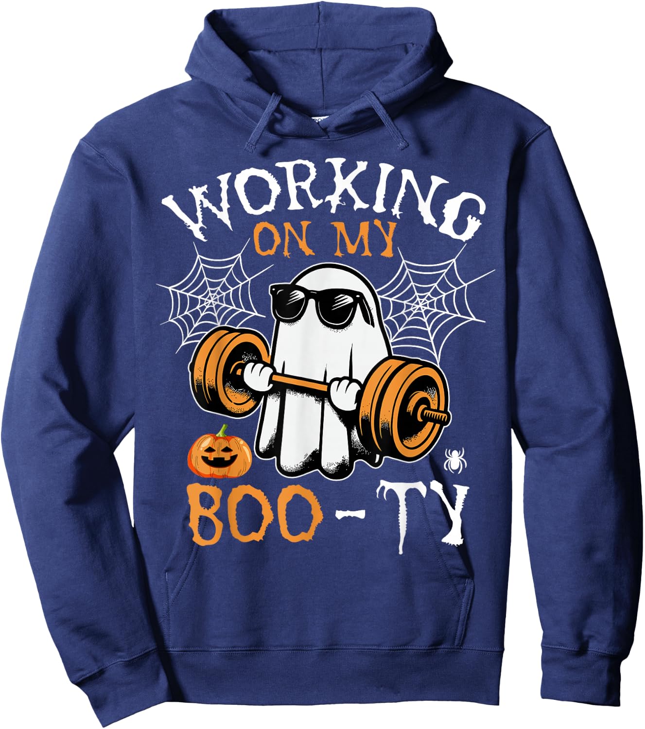 Funny Halloween Workout Gym Working On My Boo-Ty Men Women Hoodie - Hoodie | Navy