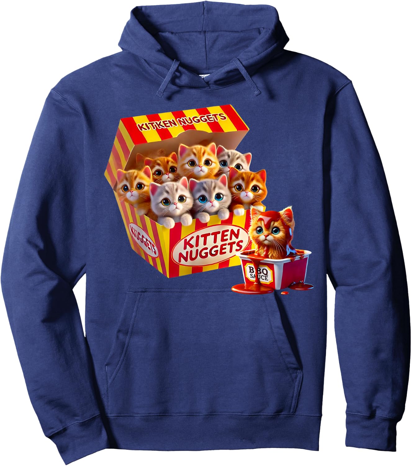 Funny Cat Owner Cute Gifts Kitten Nuggets Cat Lover Gift Food Pun Chicken Nuggets Hoodie - Hoodie | Navy