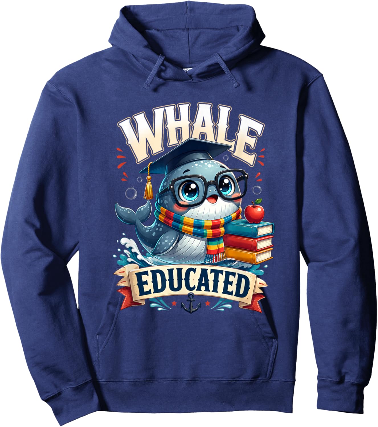 Whale Pun Educated Funny Graduation Graduate Student School Hoodie - Hoodie | Navy