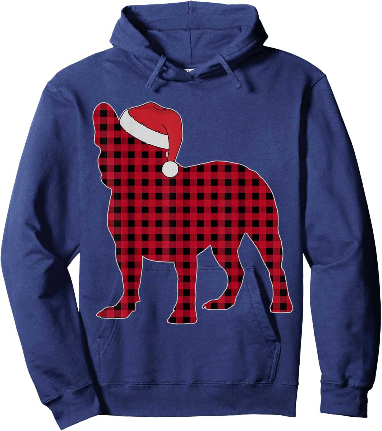 Red Plaid French Bulldog Buffalo Matching Family Dad Mom Hoodie - Hoodie | Navy