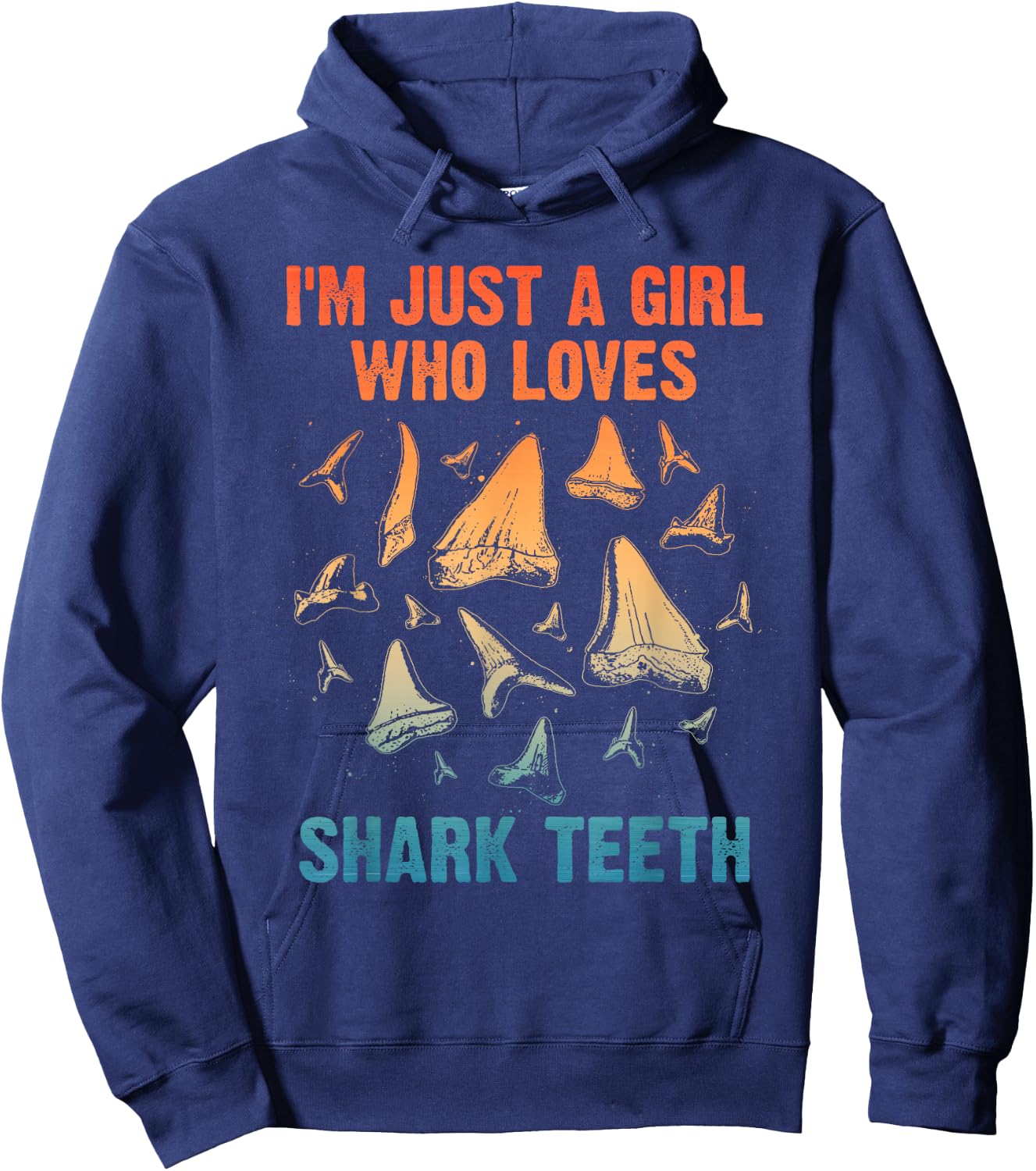 Cool Shark Teeth Art For Girls Women Fossil Megalodon Tooth Hoodie - Hoodie | Navy