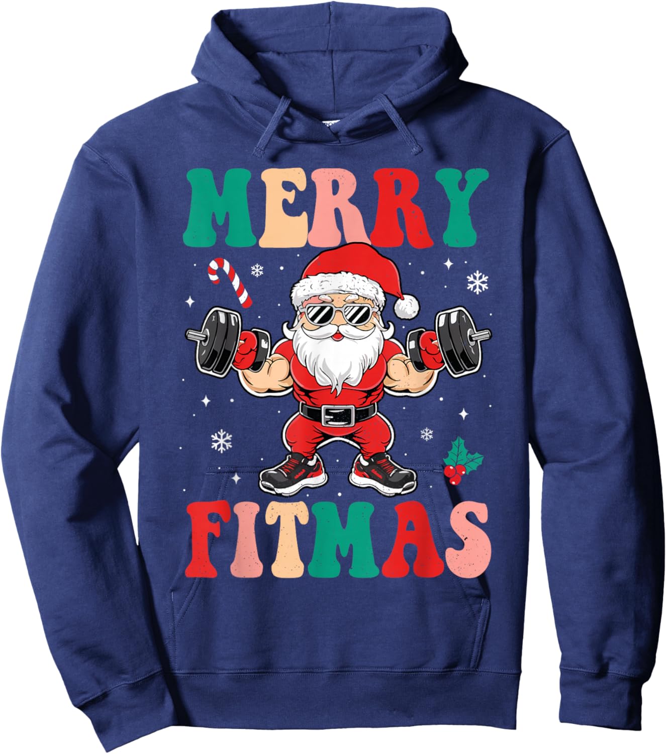 Christmas Santa Xmas Fitness Merry Fitmas Men Women Hoodie - Hoodie | Navy