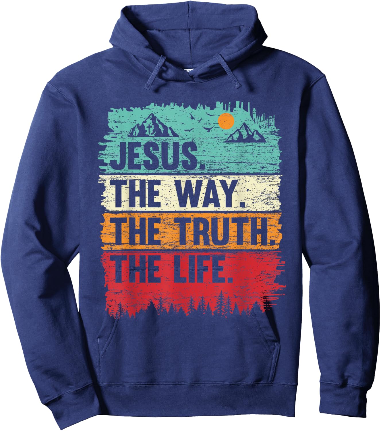 Boys Jesus Shirt The Way Truth Life Kids Christian Worship Hoodie - Hoodie | Navy